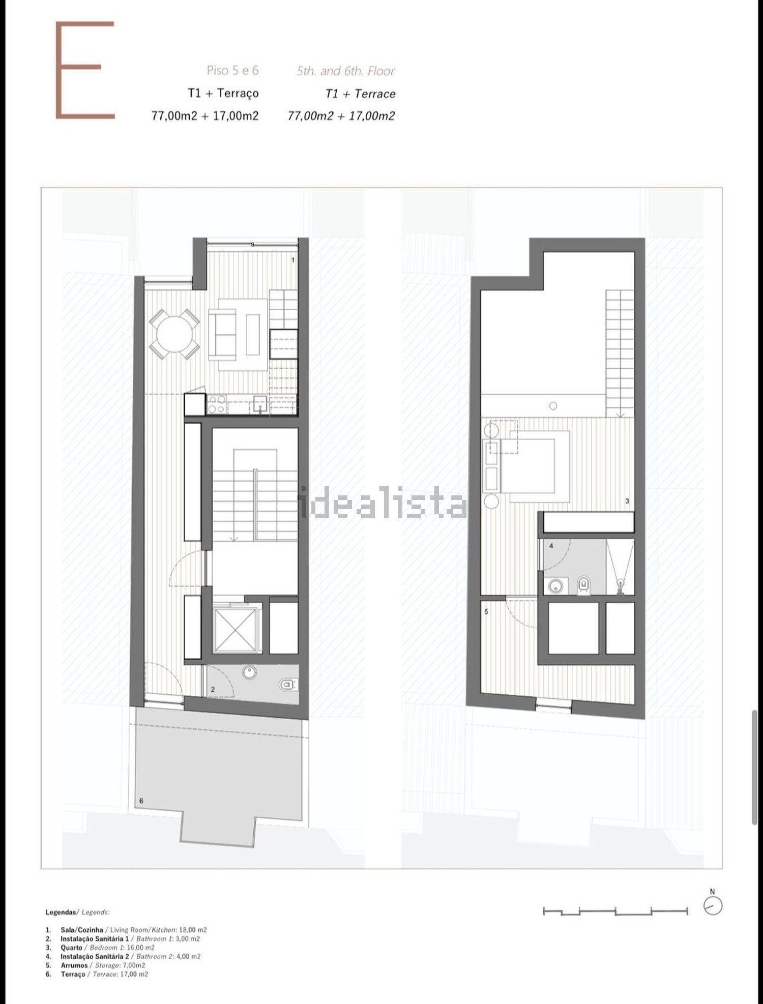 公寓 t1出售在Rua da Alegria, 836 - 平面图