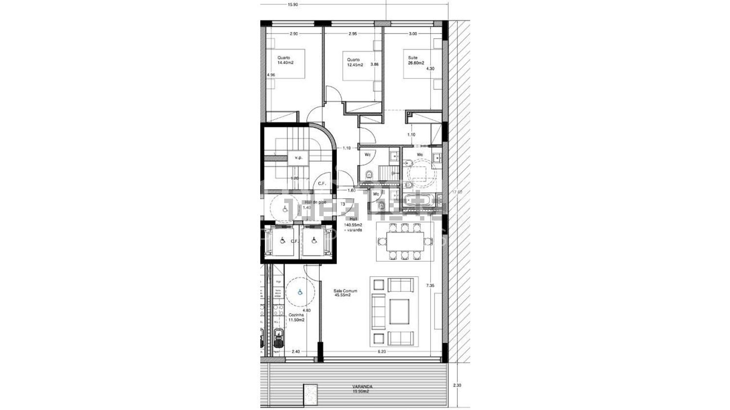 公寓 t3出售在Rua António Maria de Sena s/n - 平面图