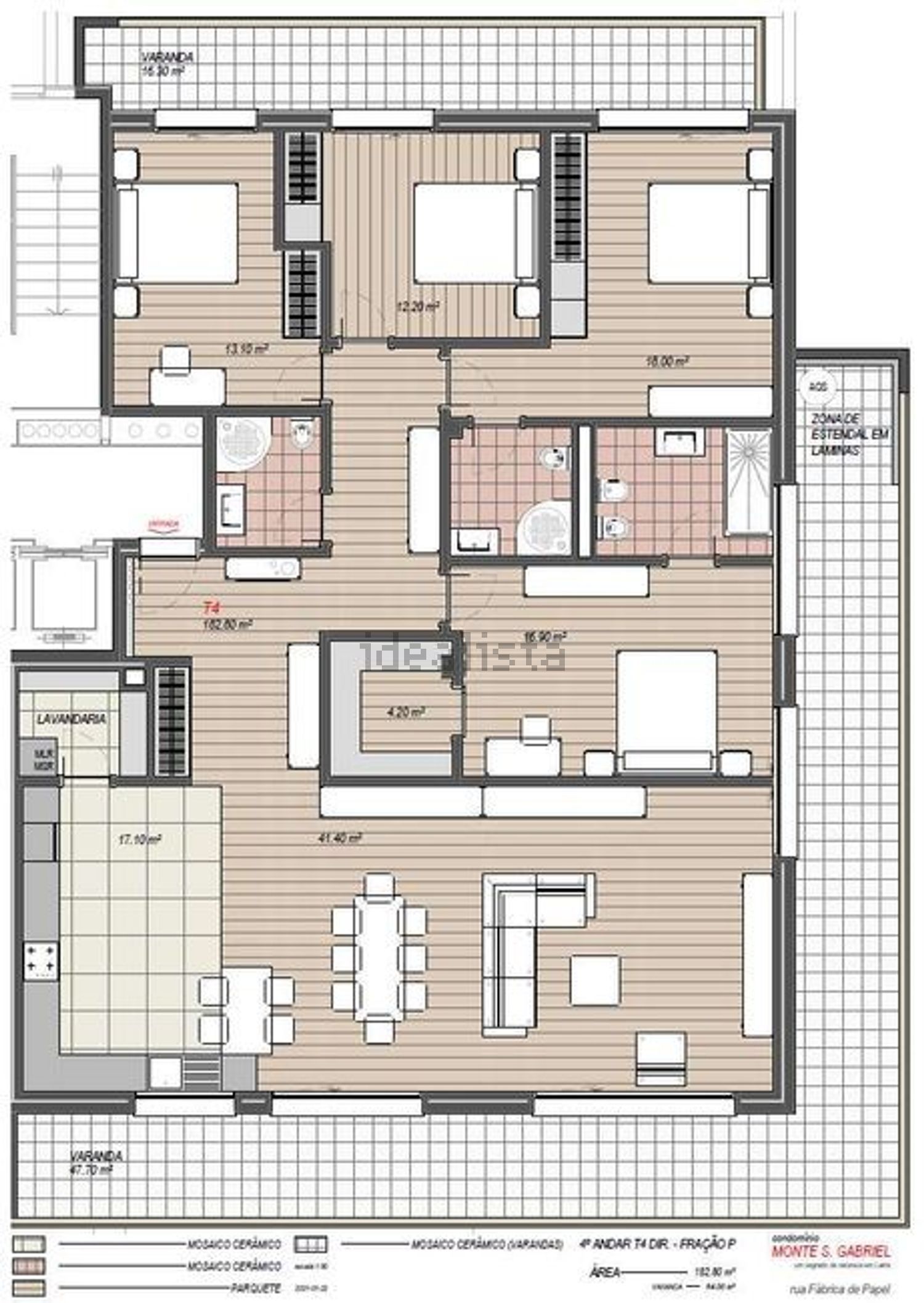公寓 t4出售在Rua da Fábrica do Papel - 平面图