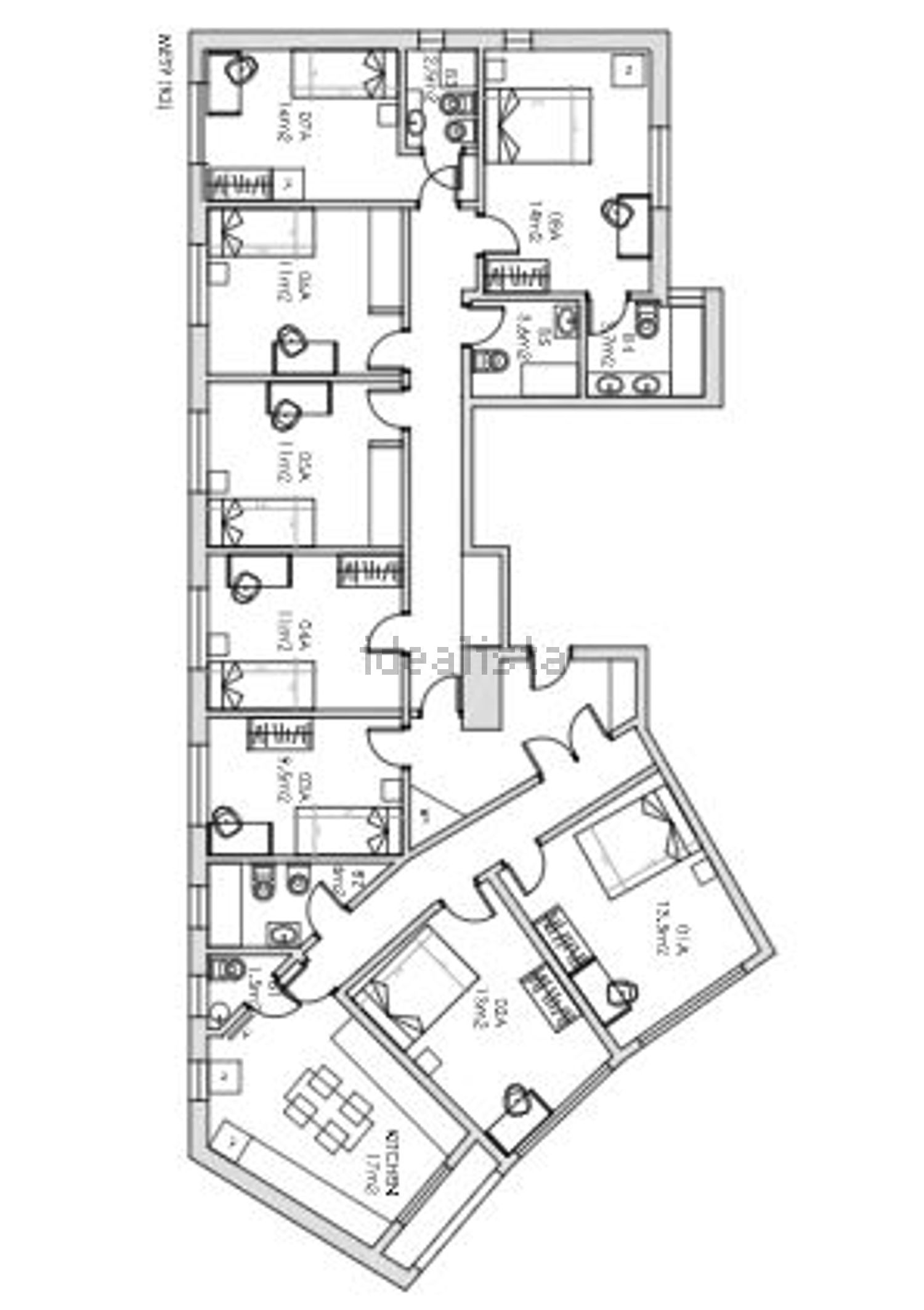 出租房间在Largo Manuel Emídio da Silva, 9 - 平面图