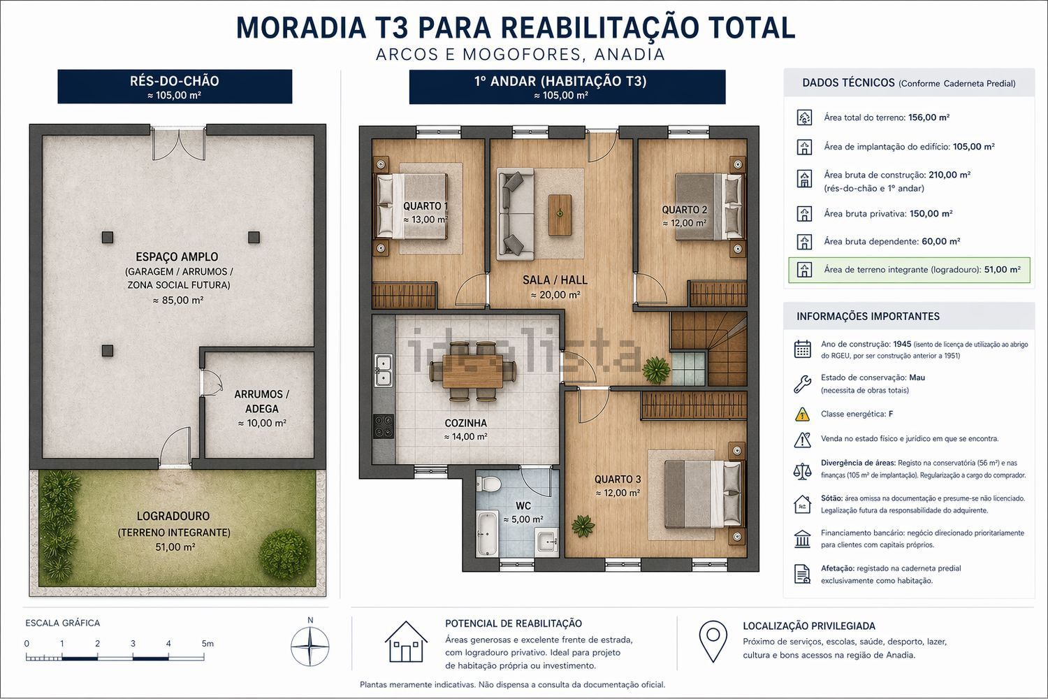 双拼别墅出售在 Arcos e Mogofores, Anadia s/n - 平面图