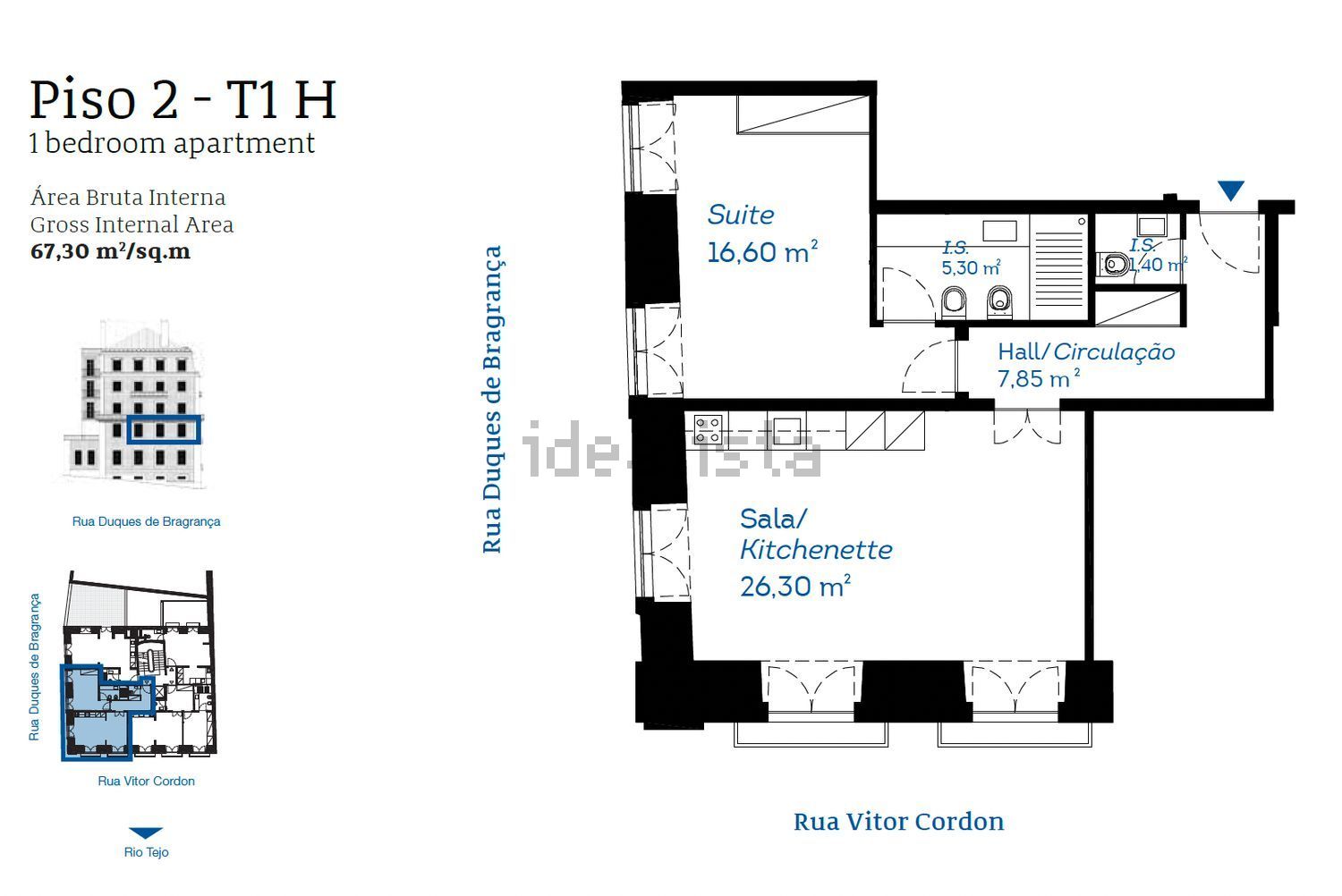 出租公寓 t1在Rua Vítor Cordon, 38 a - 平面图