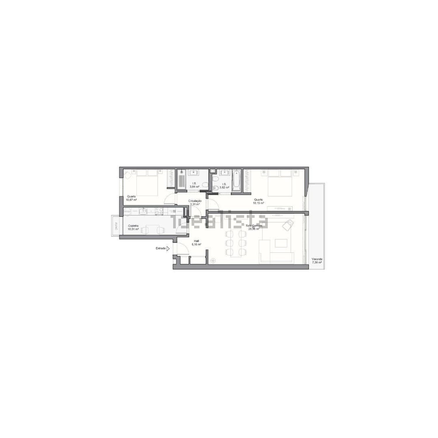 公寓 t2出售在Rua Doutor José Vilaça, 52 - 平面图