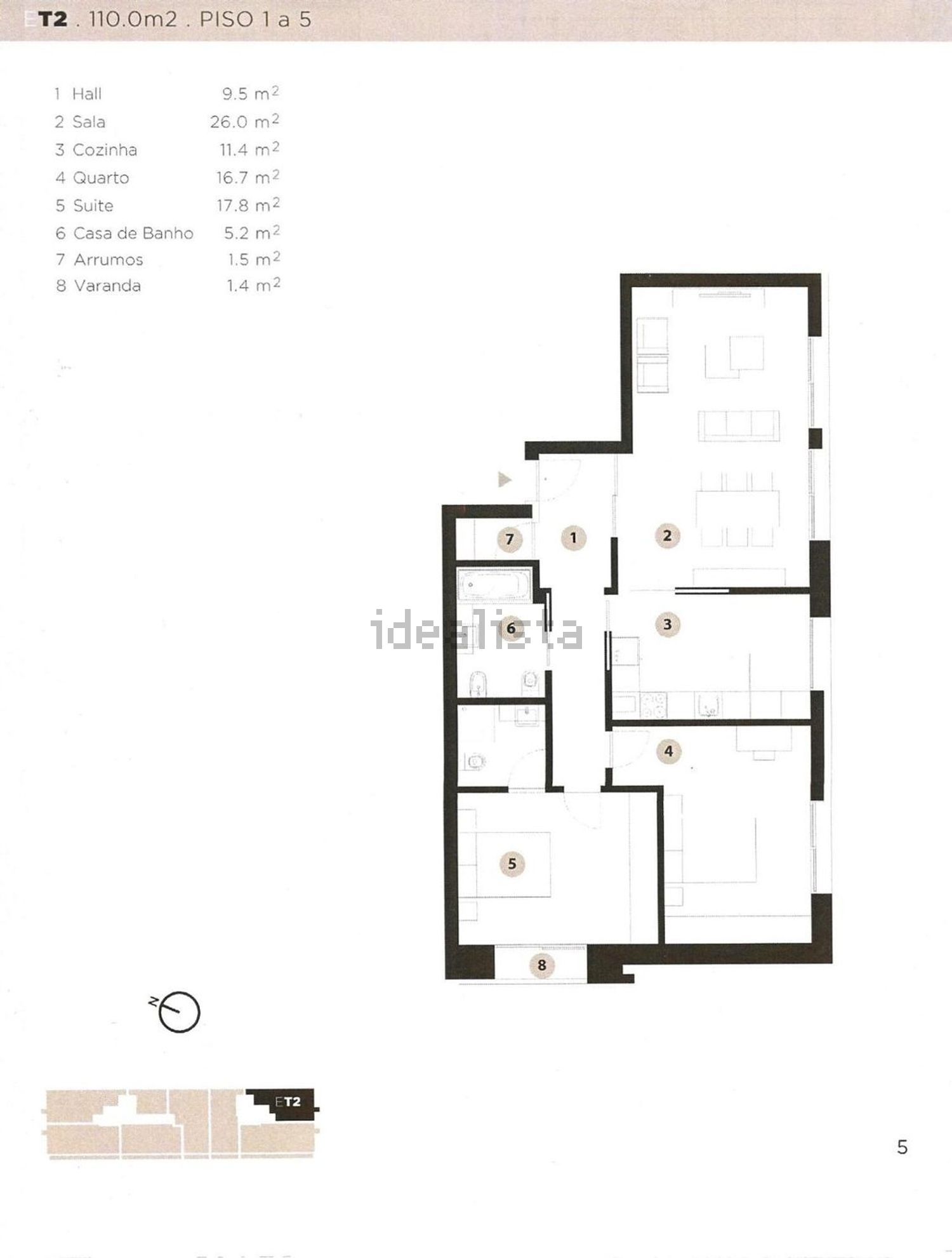 公寓 t2出售在 Vereda 3 Manuel da Rocha Páris, 58 - 平面图