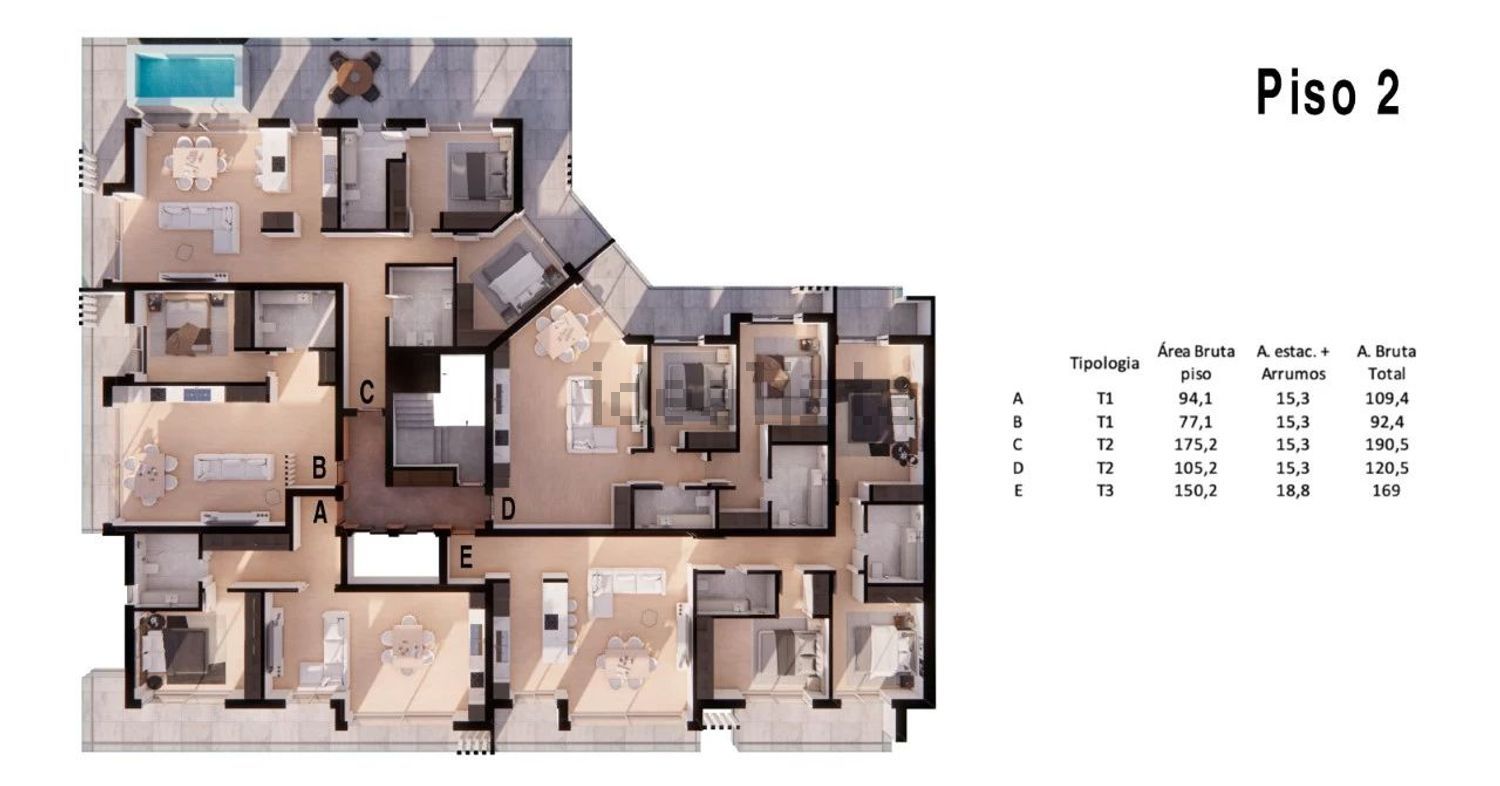 公寓 t1出售在 Vale Flores - Quinta do Chiado - 平面图