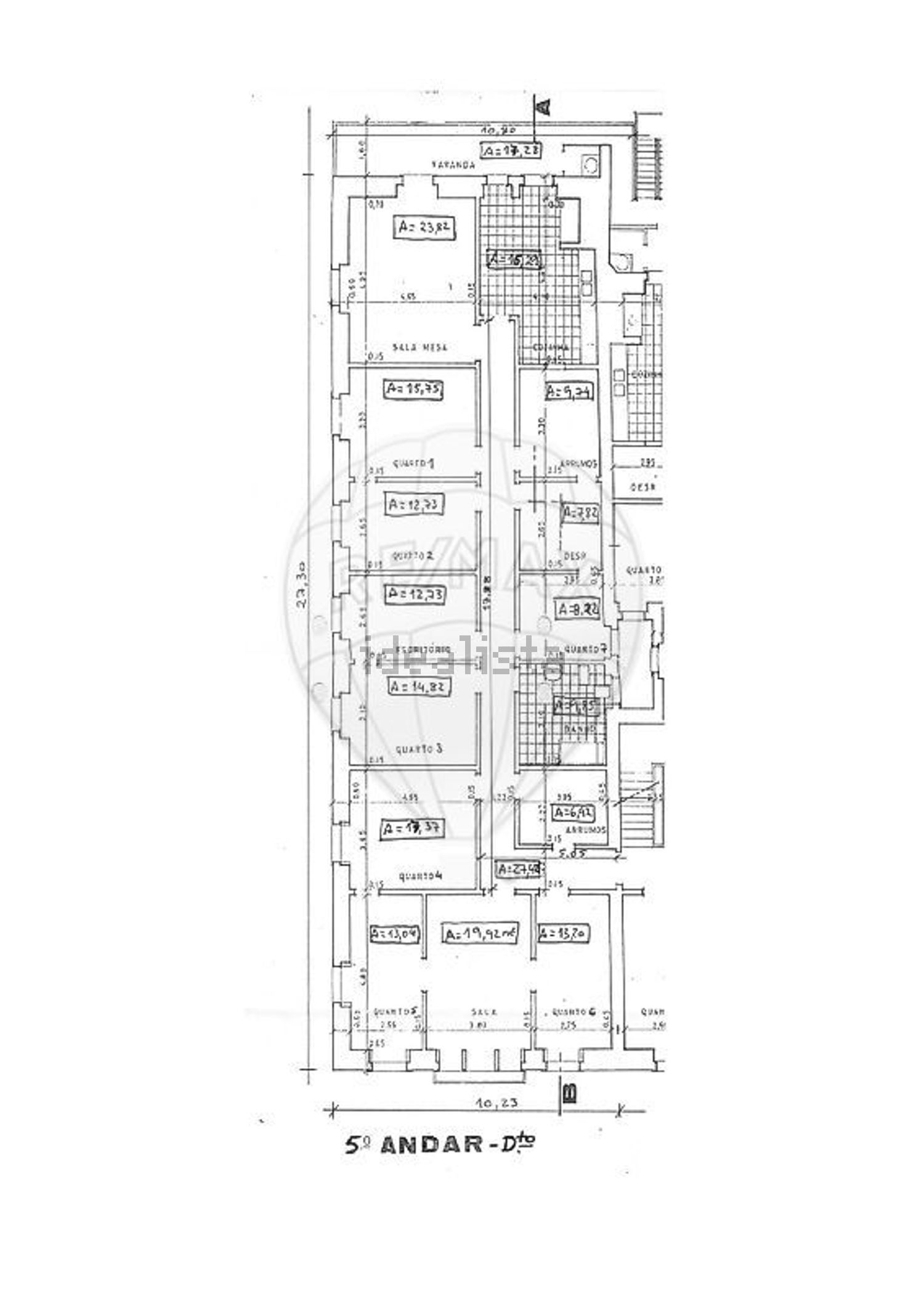 公寓 t7出售在Rua de Santa Marta - 平面图