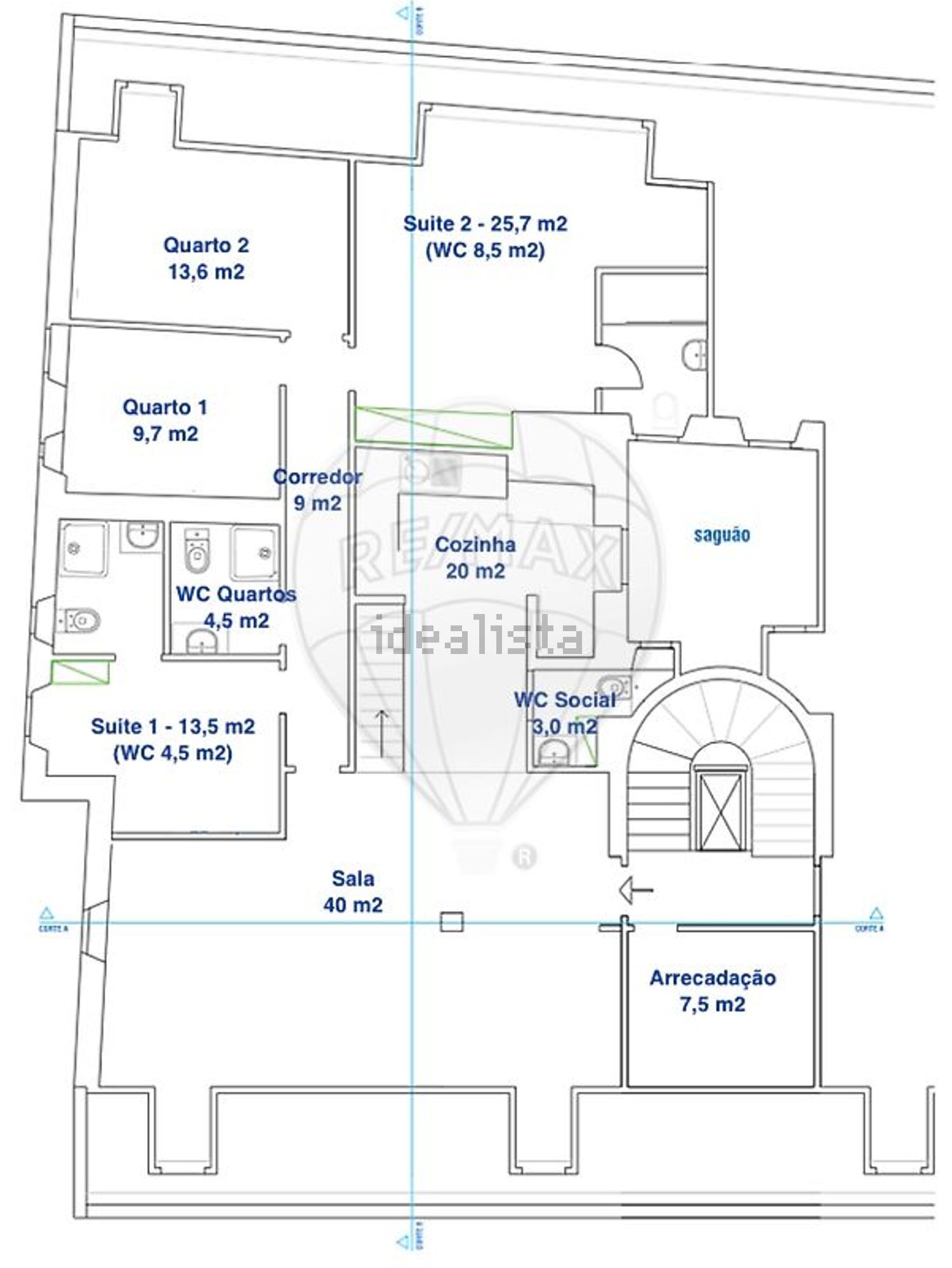 出租公寓 t4在Rua da Escola Politécnica - 平面图