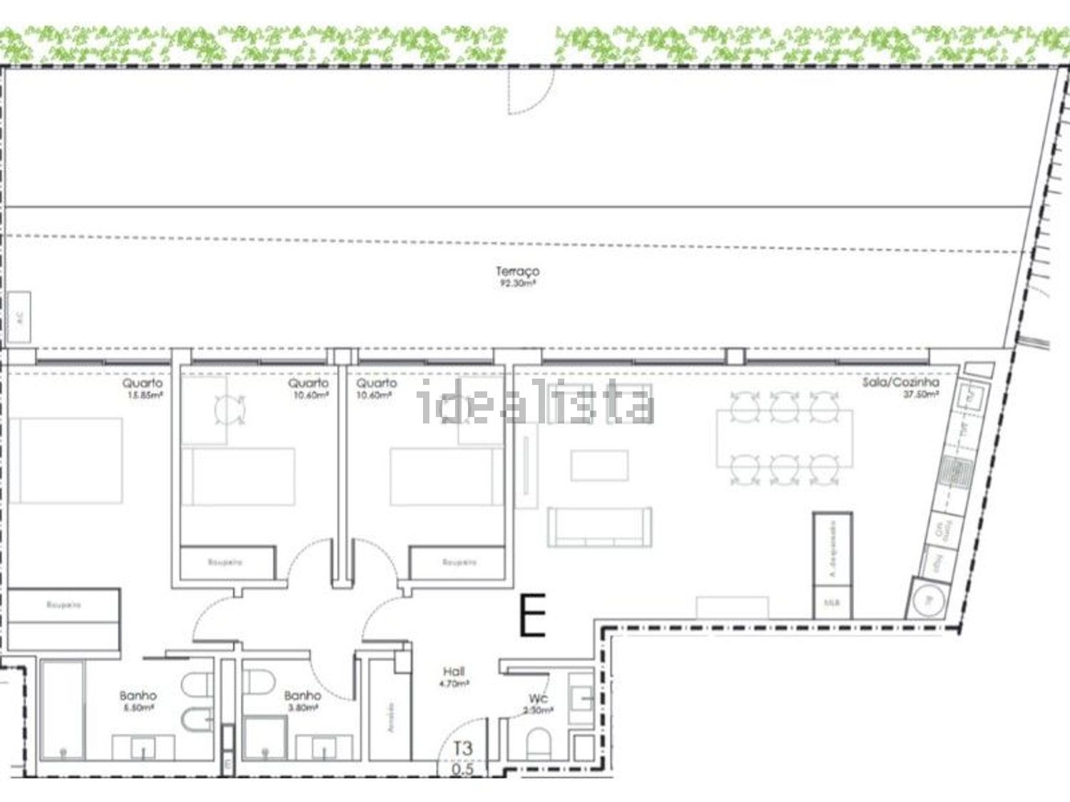 公寓 t3出售在Rua Barreiro, 287 - 平面图