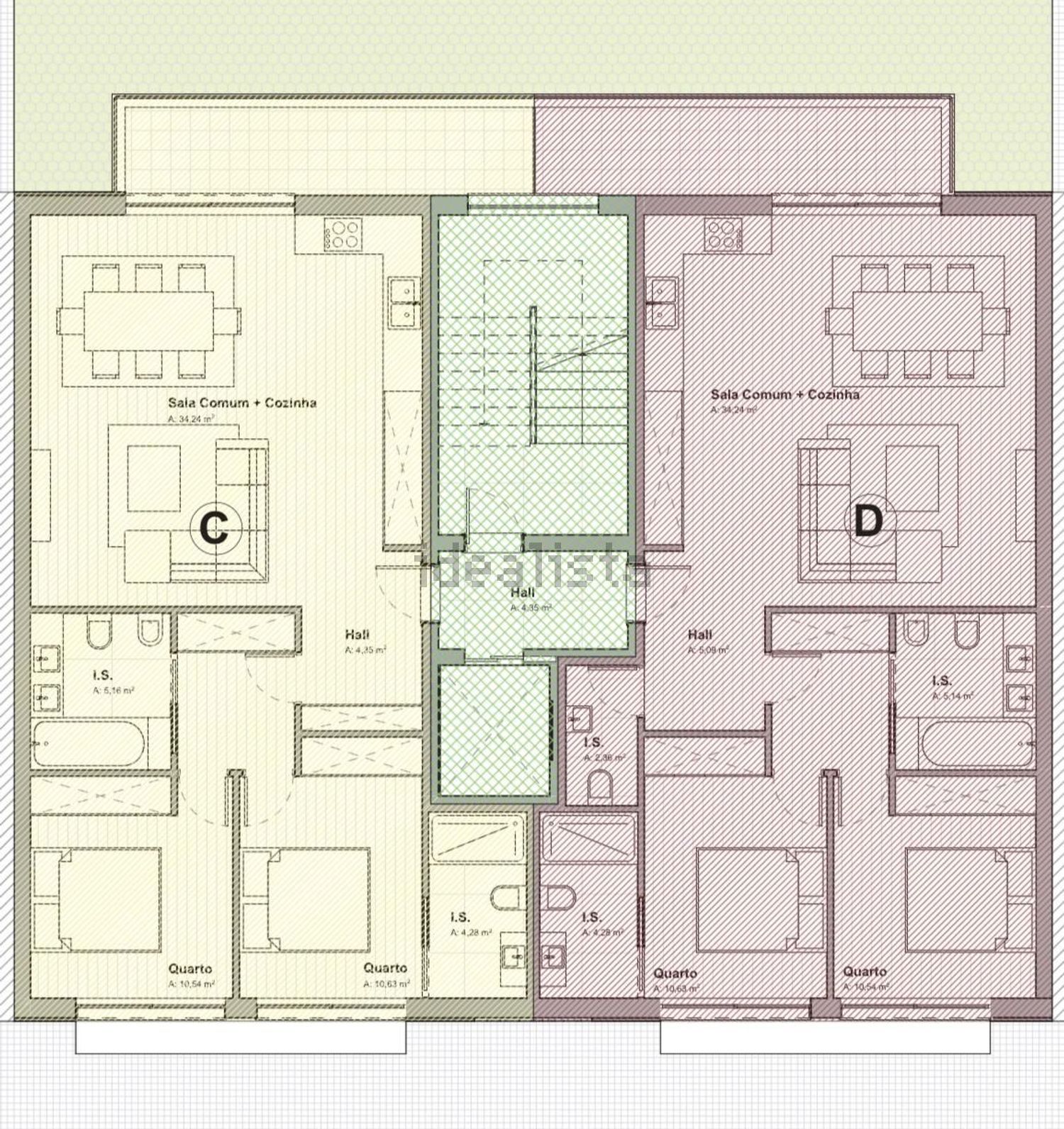 公寓 t2出售在 Vila Verde e Barbudo - 平面图