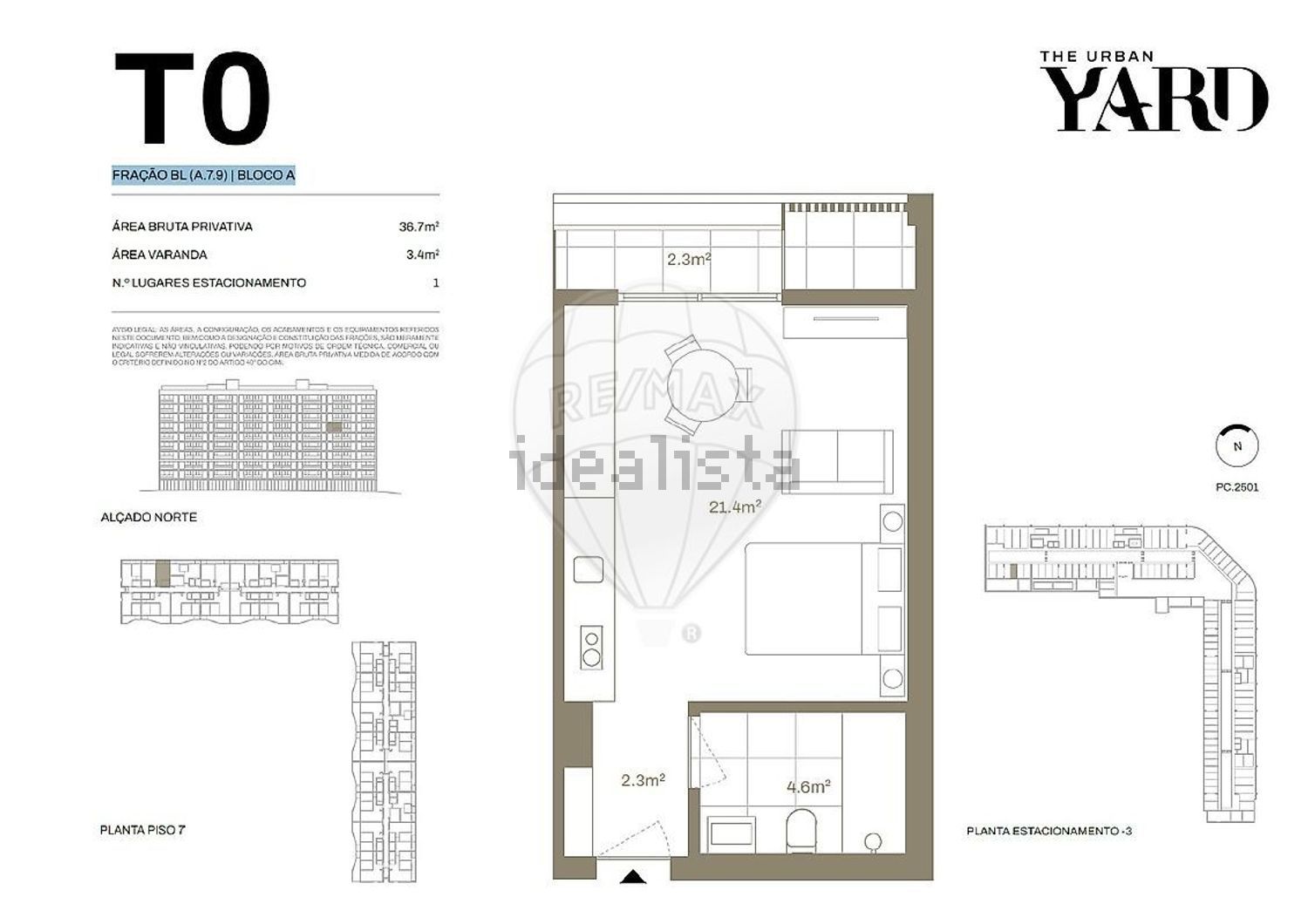 T0（单人公寓）出售在Alameda Jardins da Arrábida - 平面图