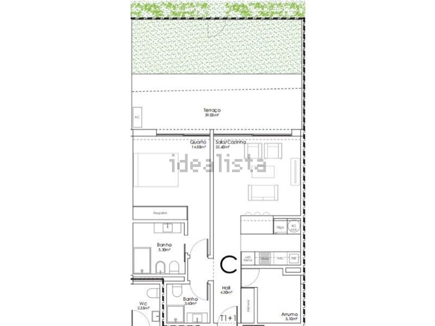 公寓 t1出售在Rua do Barreiro - 平面图