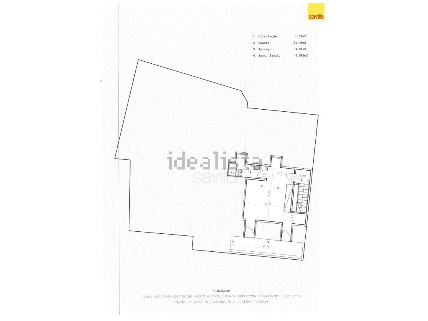 公寓 t2出售在 Calçada do Conde de Pombeiro, 3 b - 平面图