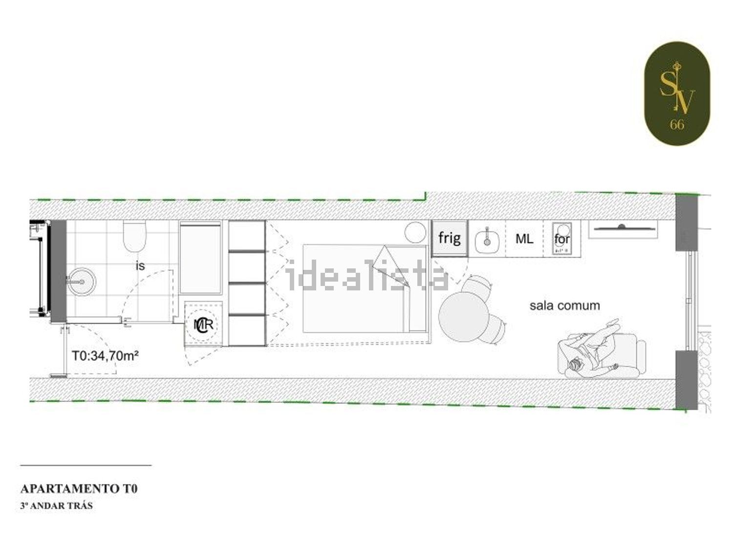 公寓 t1出售在Rua de São Vicente, 66 - 平面图