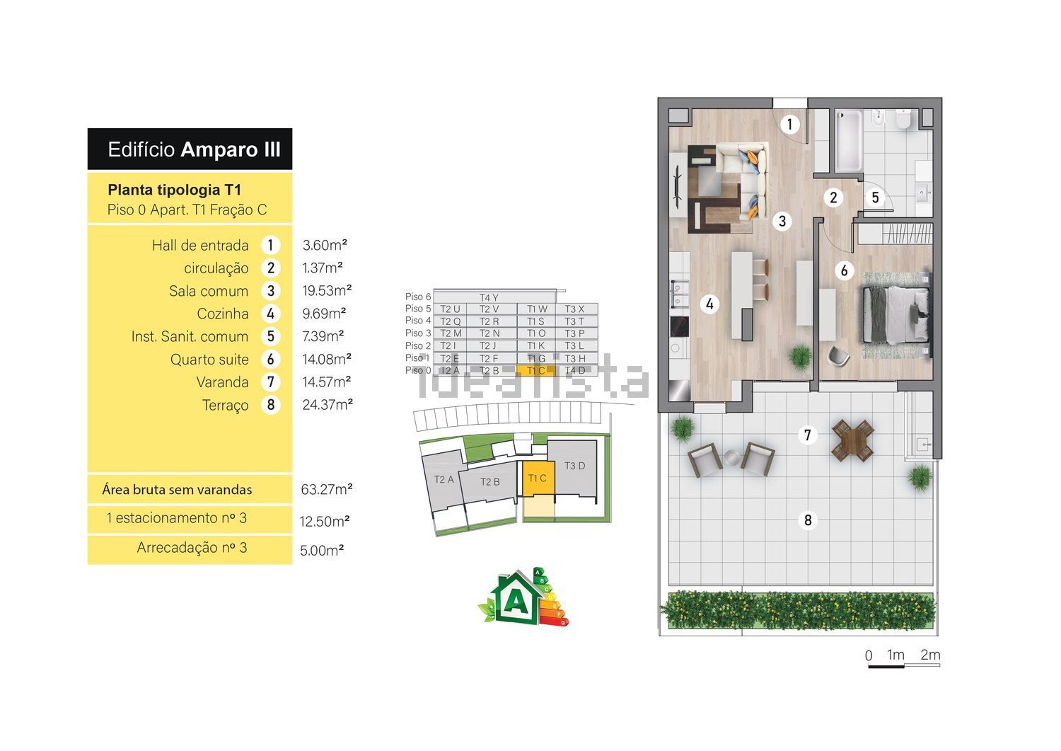 出租公寓 t1在Rua da Capela do Amparo - 平面图