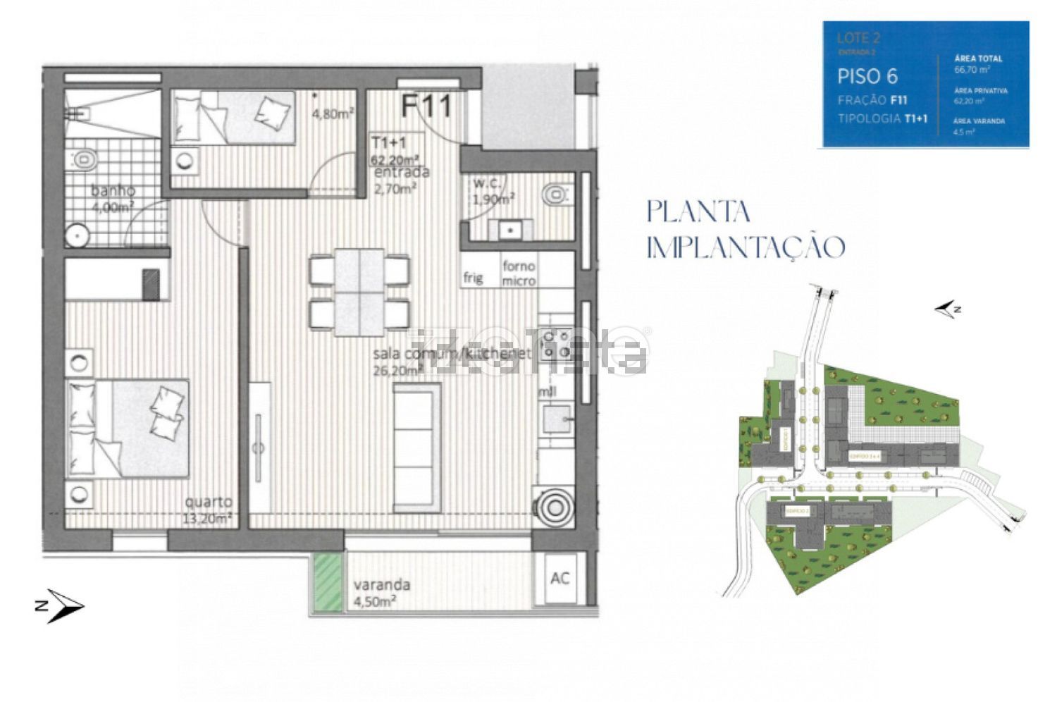 公寓 t2出售在Rua de São Dinis, 201 - 平面图
