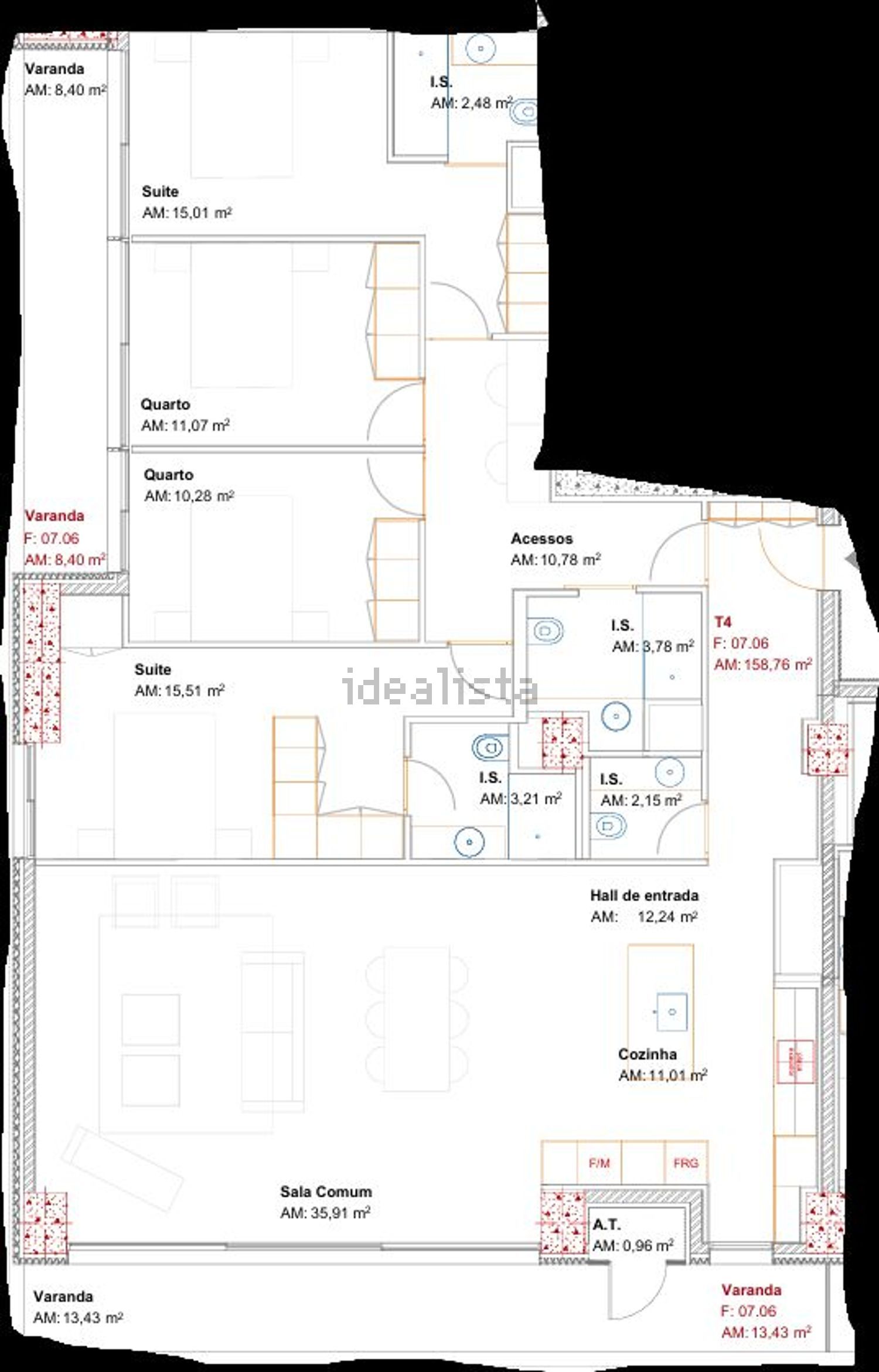 公寓 t4出售在Avenida das Congostas s/n - 平面图