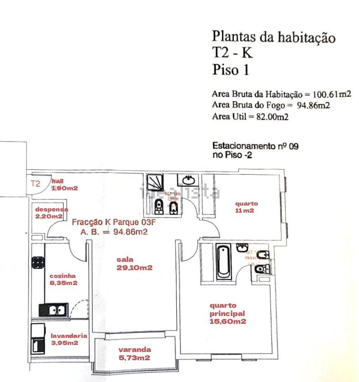 出租公寓 t2在Rua Edmundo Bettencourt, 16 - 平面图