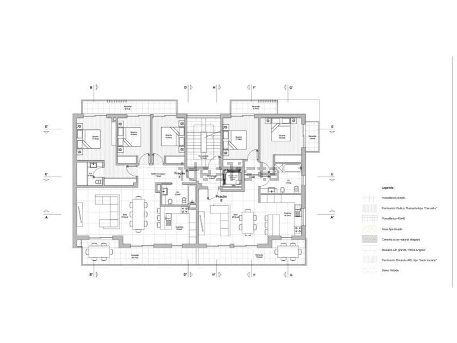 公寓 t3出售在Praça Outeiro da Aroeira - 平面图
