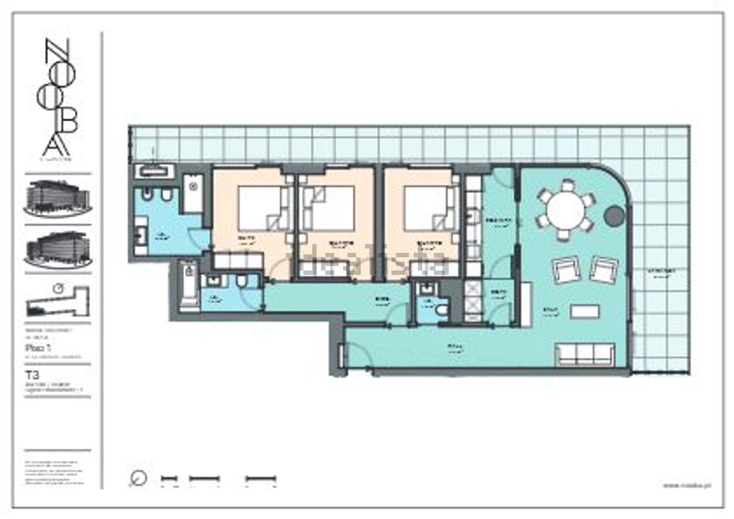 出租公寓 t3在Rua Bombeiros Voluntários do Barreiro - 平面图