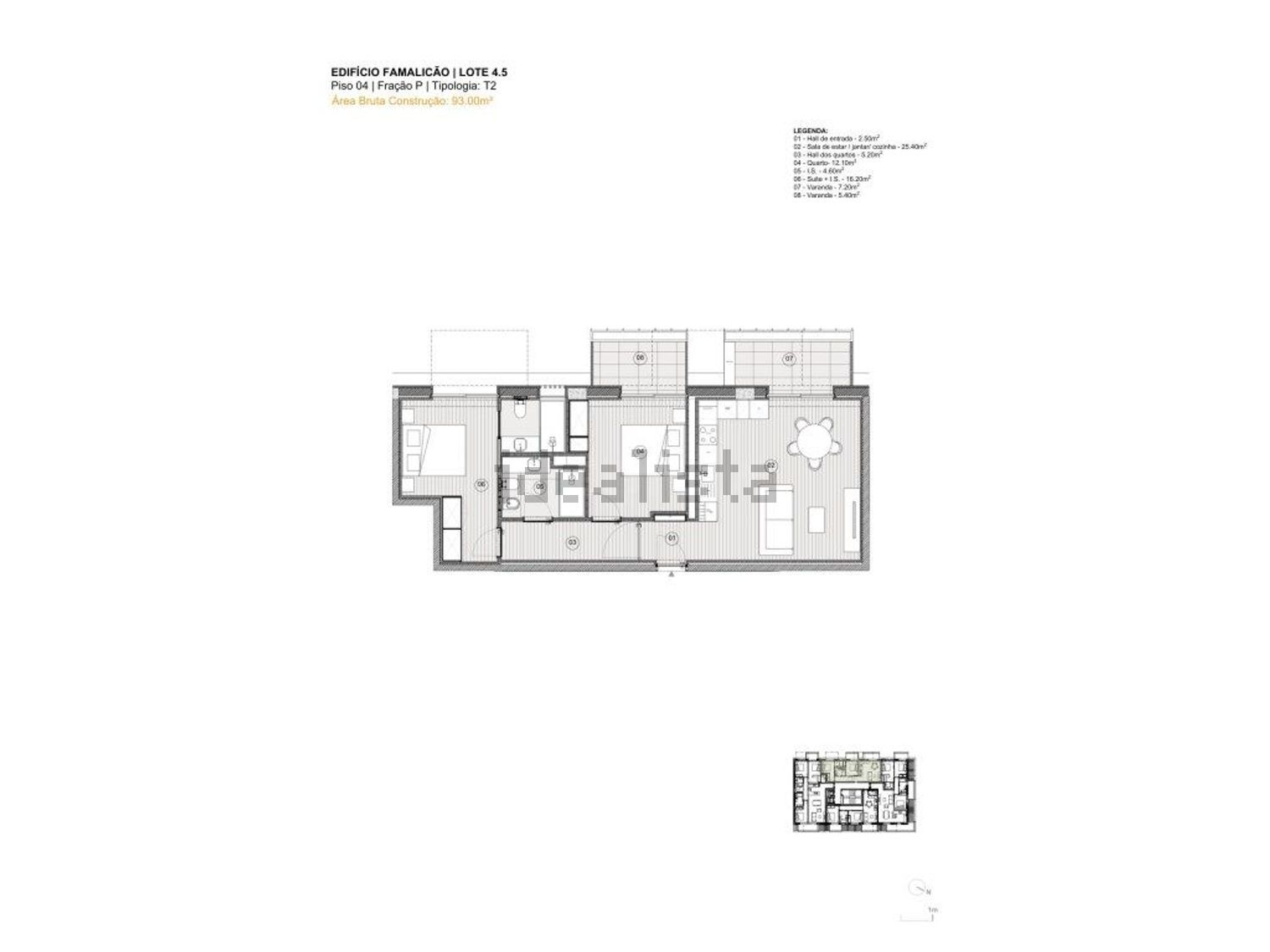 公寓 t2出售在Rua Lino José de Sousa Ferreira, 293 a - 平面图