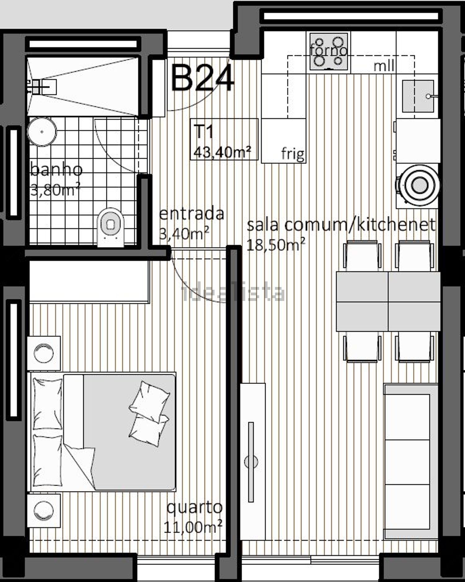 公寓 t1出售在Rua de Silva Porto, 1 - 平面图