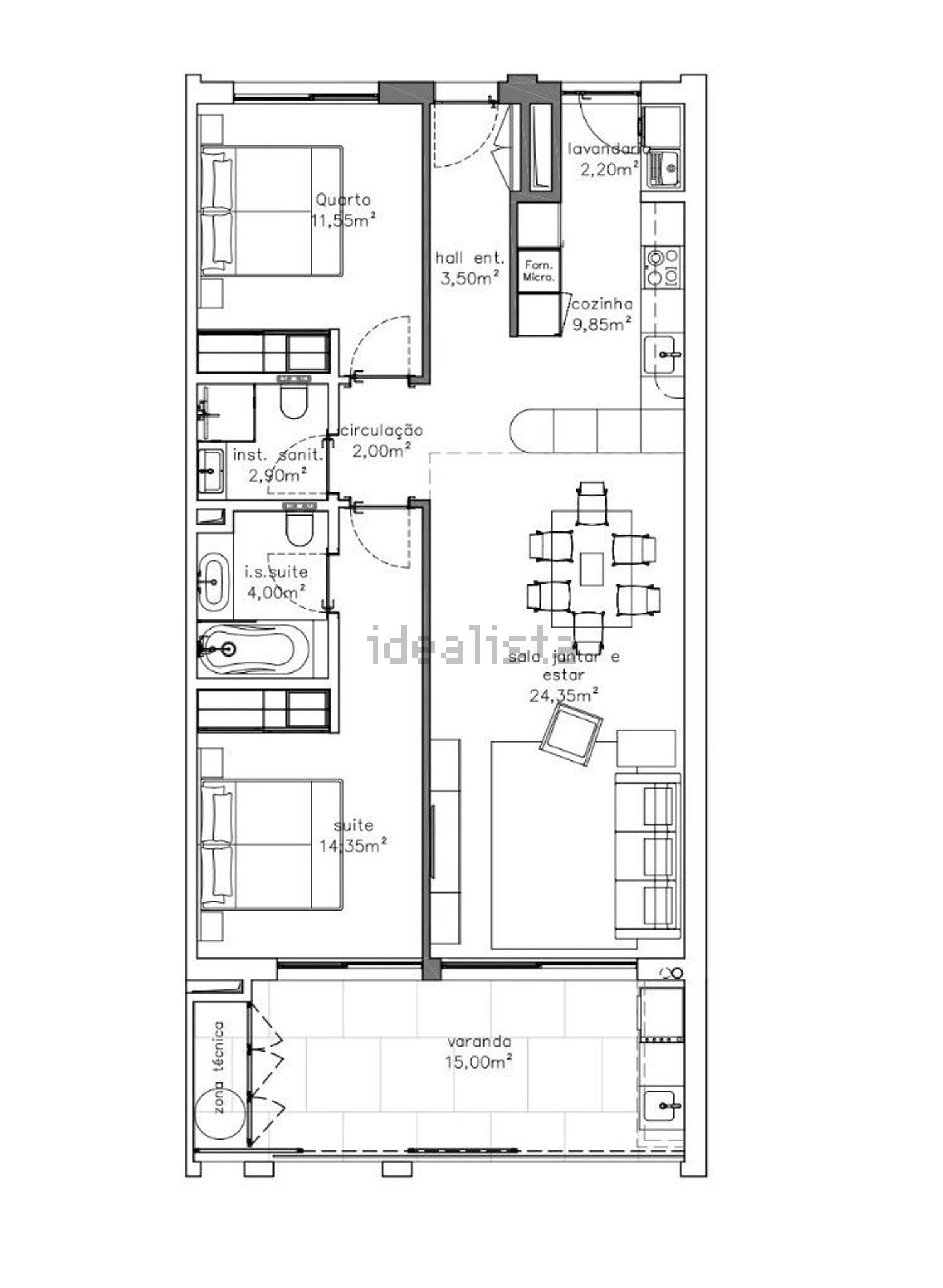 公寓 t2出售在Avenida Doutor Leonardo Coimbra s/n - 平面图