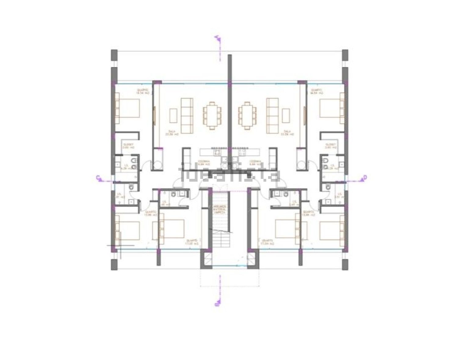 公寓 t3出售在Rua do Palco das Marés - 平面图