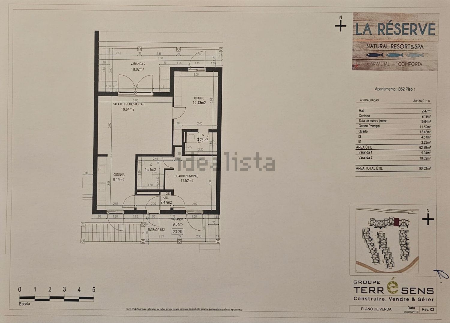 公寓 t2出售在Alameda das Praias C14 - 平面图