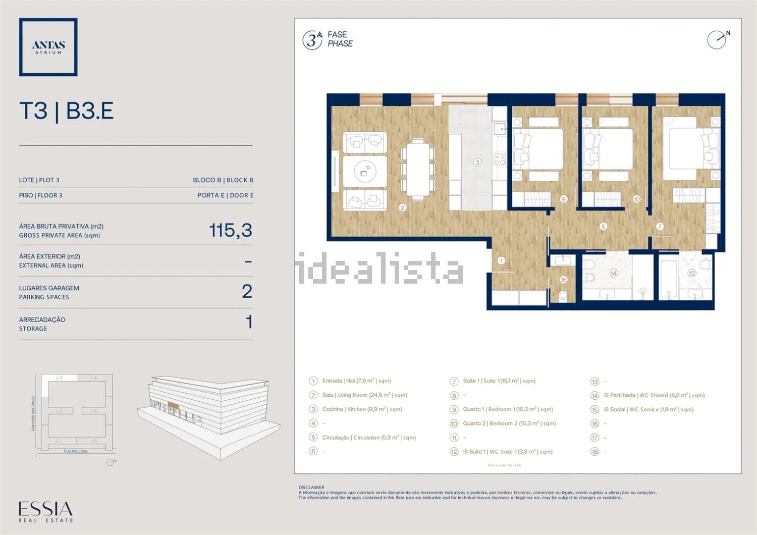 公寓 t3出售在Alameda das Antas s/n - 平面图
