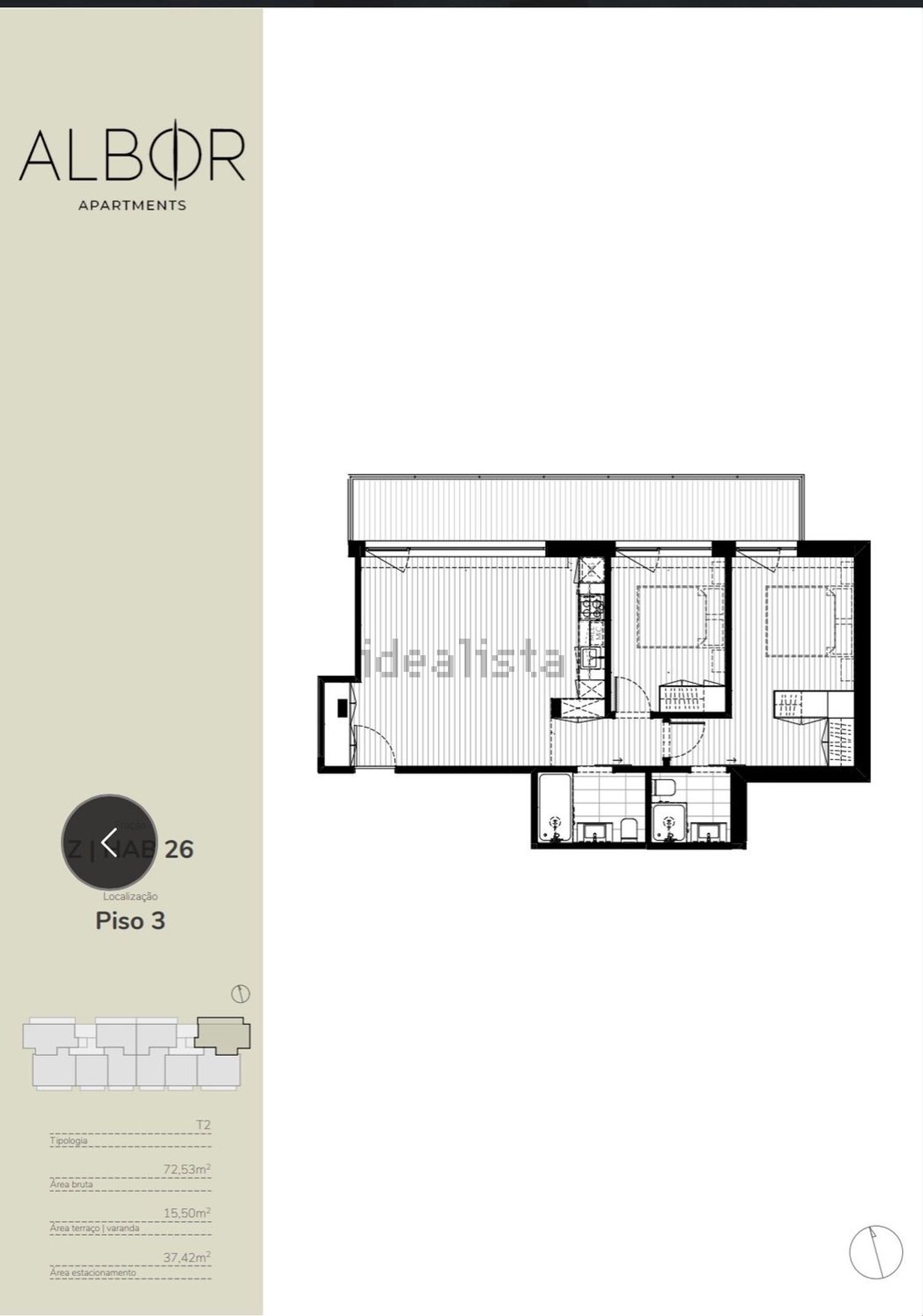 公寓 t2出售在Rua António Sampaio s/n - 平面图