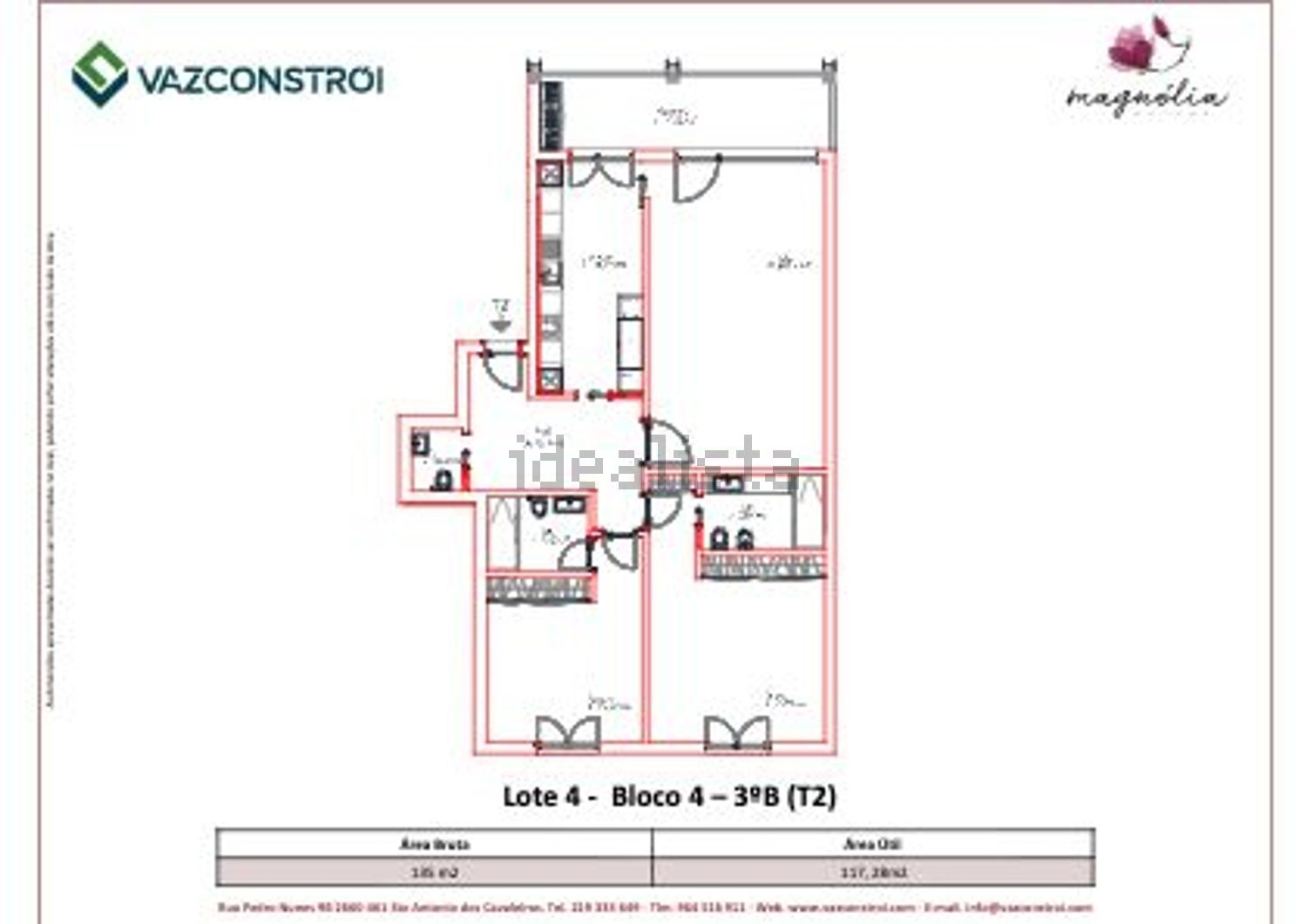 出租公寓 t2在Rua António Variações, 4 - 平面图