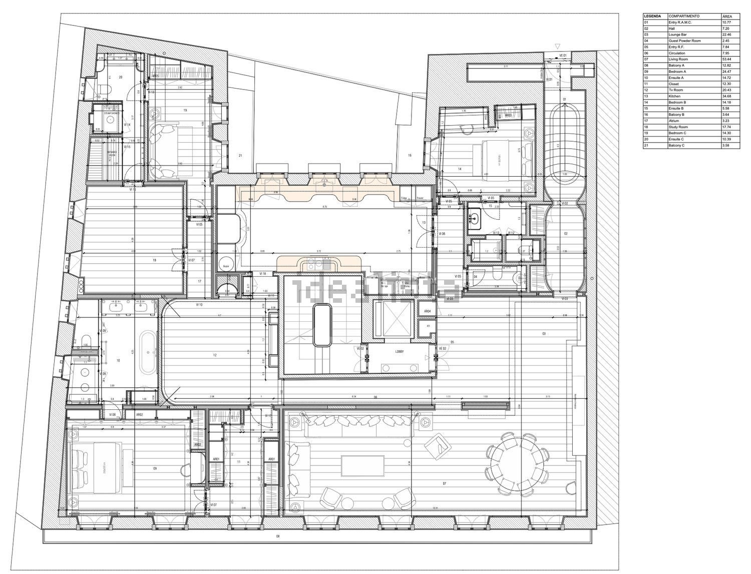 公寓 t4出售在 Chiado - Pç. de Camões - 平面图
