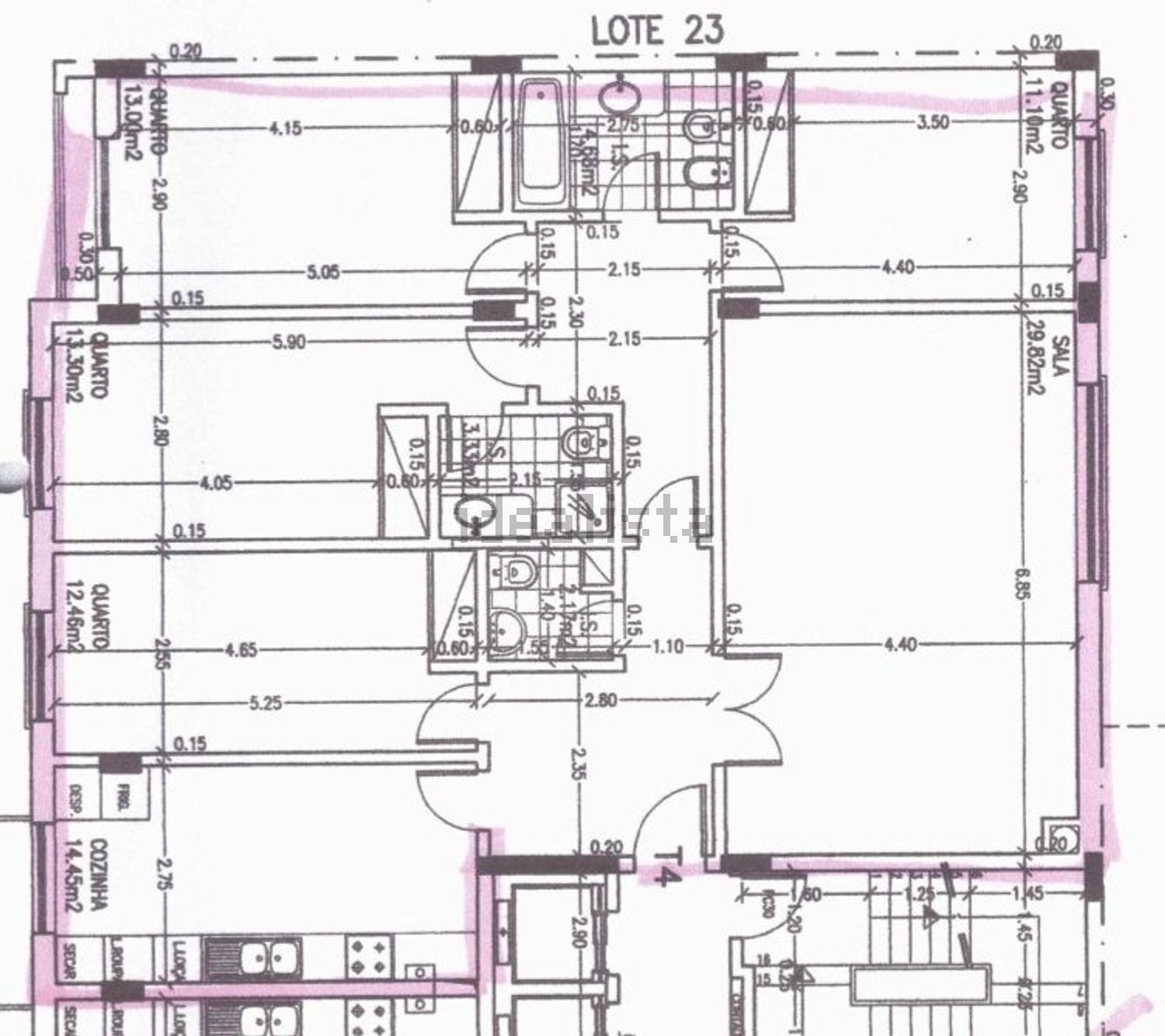 公寓 t4出售在Rua Gil Vicente, 13 - 平面图
