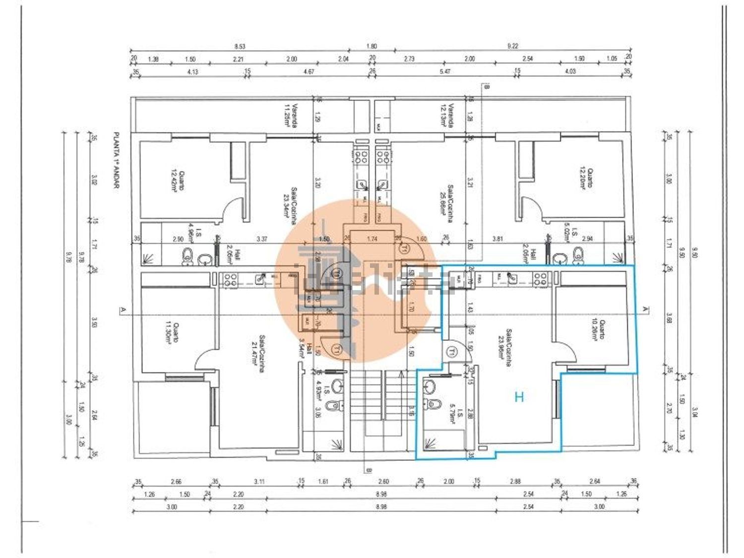 公寓 t1出售在 Vila Real de Santo António - 平面图