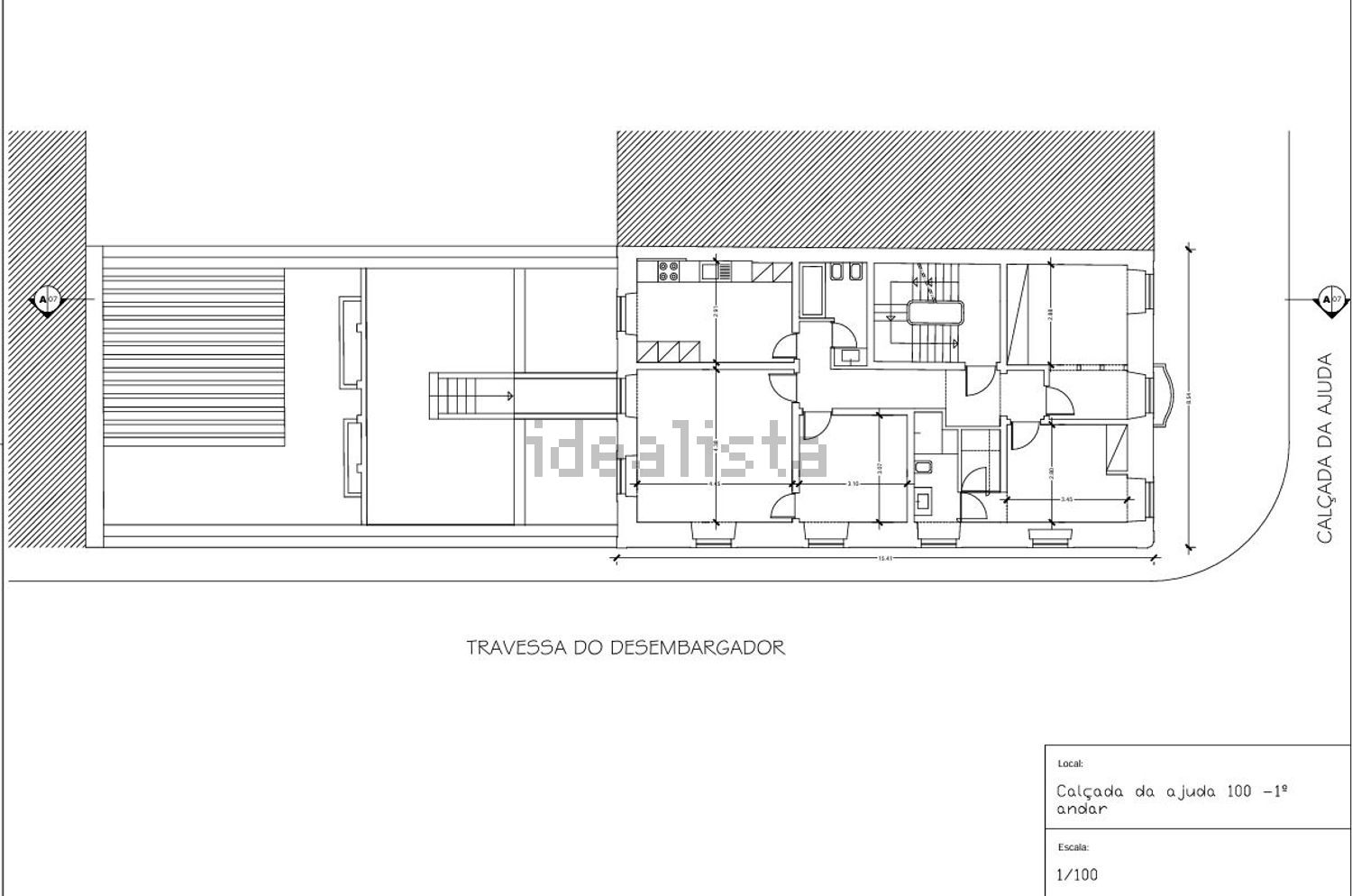 出租公寓 t2在 Calçada da Ajuda, 100 - 平面图