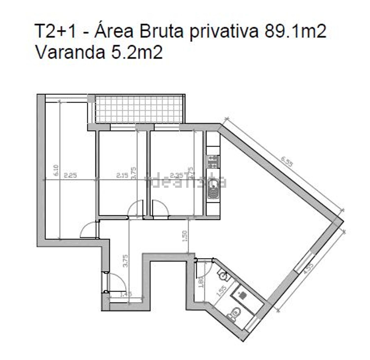 公寓 t3出售在Rua das Lusíadas, 16 - 平面图