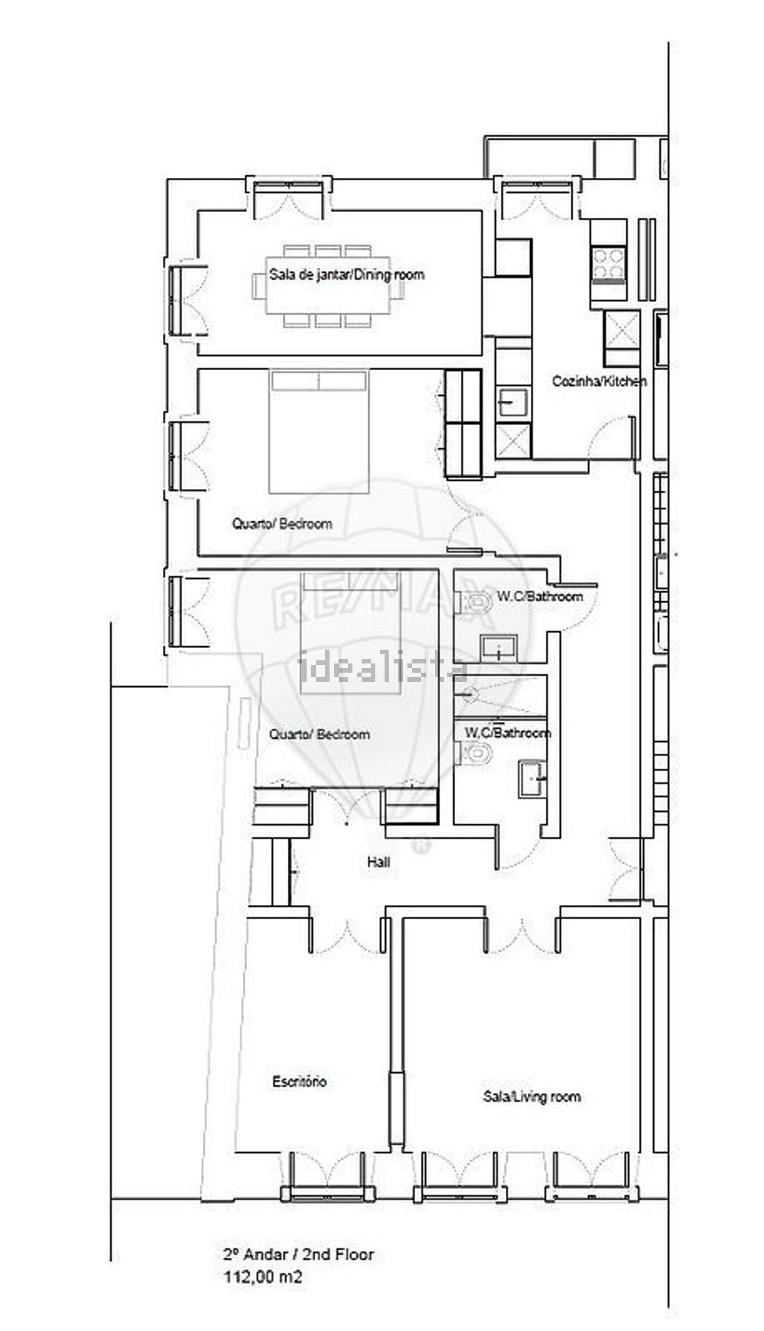 出租公寓 t2在Rua São Sebastião da Pedreira, 169 - 平面图