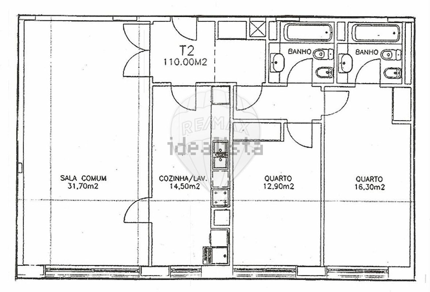 公寓 t2出售在Avenida Visconde de Barreiros - 平面图