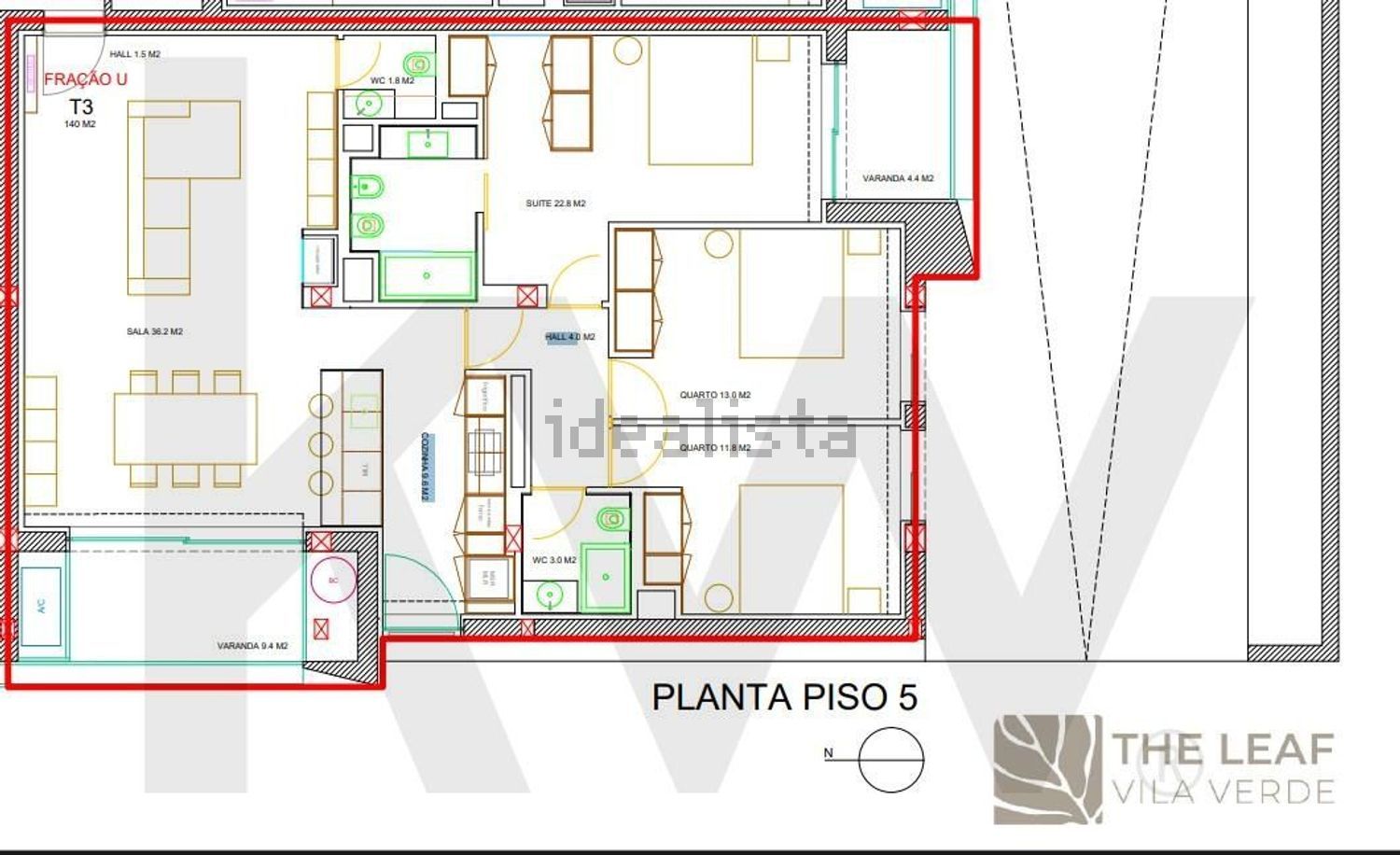 公寓 t2出售在 Vila Verde e Barbudo - 平面图