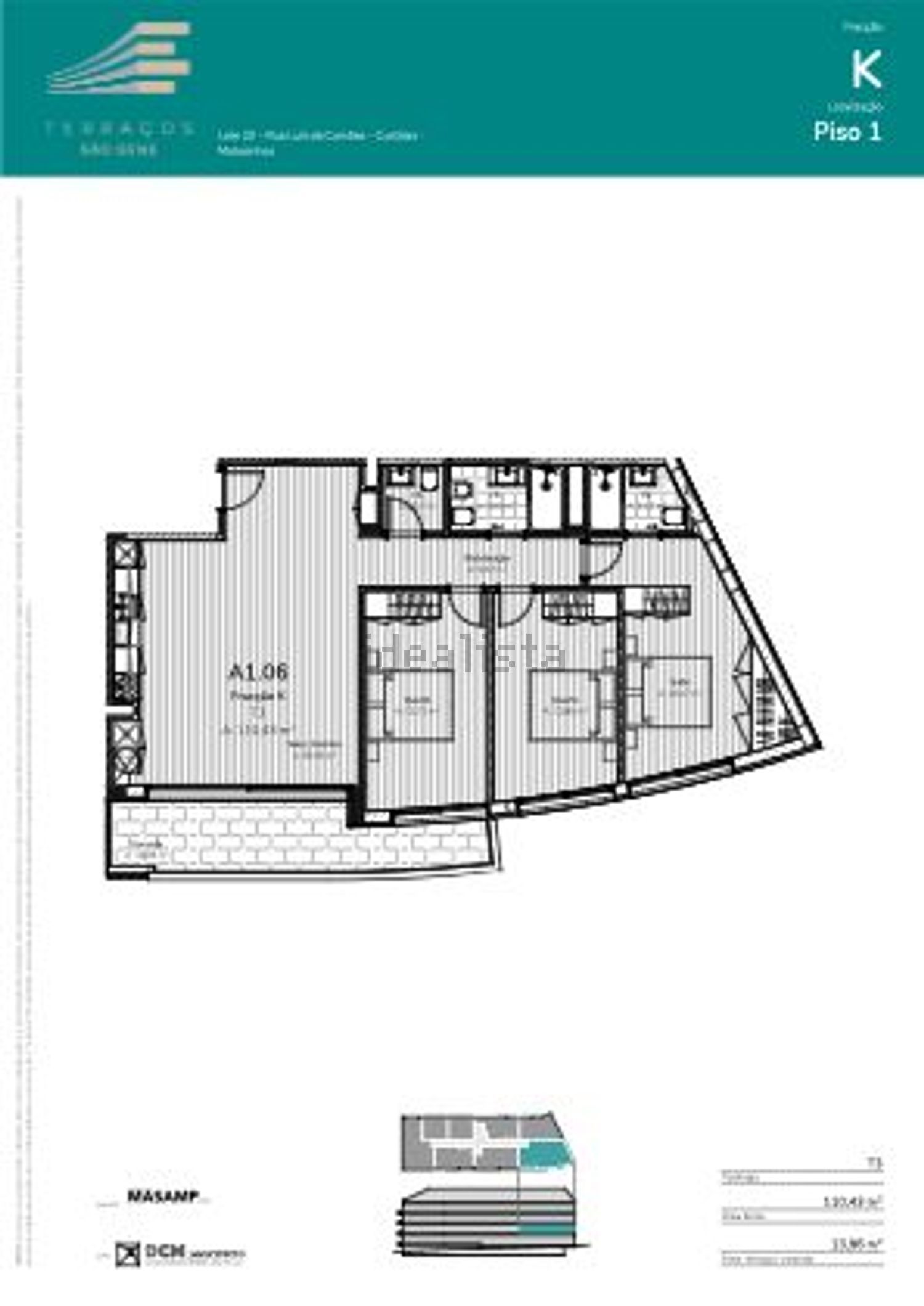 公寓 t3出售在Rua Nova de São Gens - 平面图