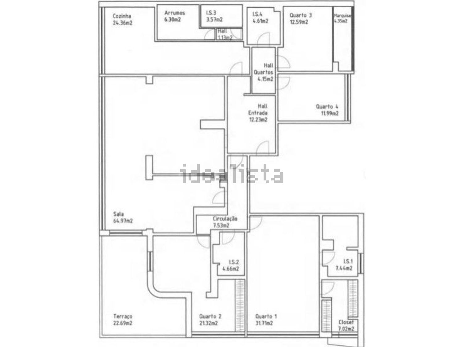 公寓 t6出售在Rua de Sá da Bandeira, 706 - 平面图