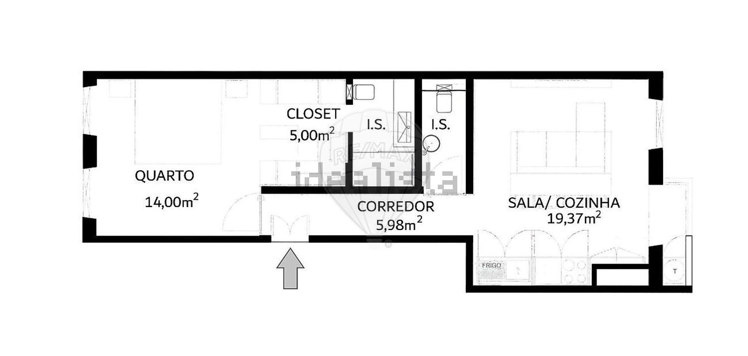 公寓 t1出售在 Príncipe Real - São Bento - 平面图