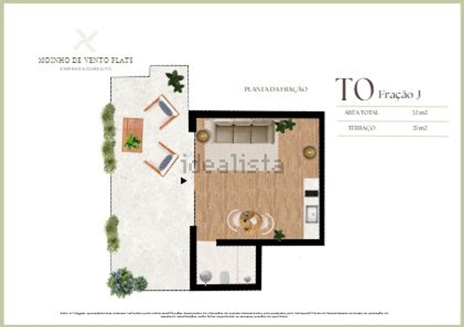 T0（单人公寓）出售在Rua Moínho de Vento s/n - 平面图
