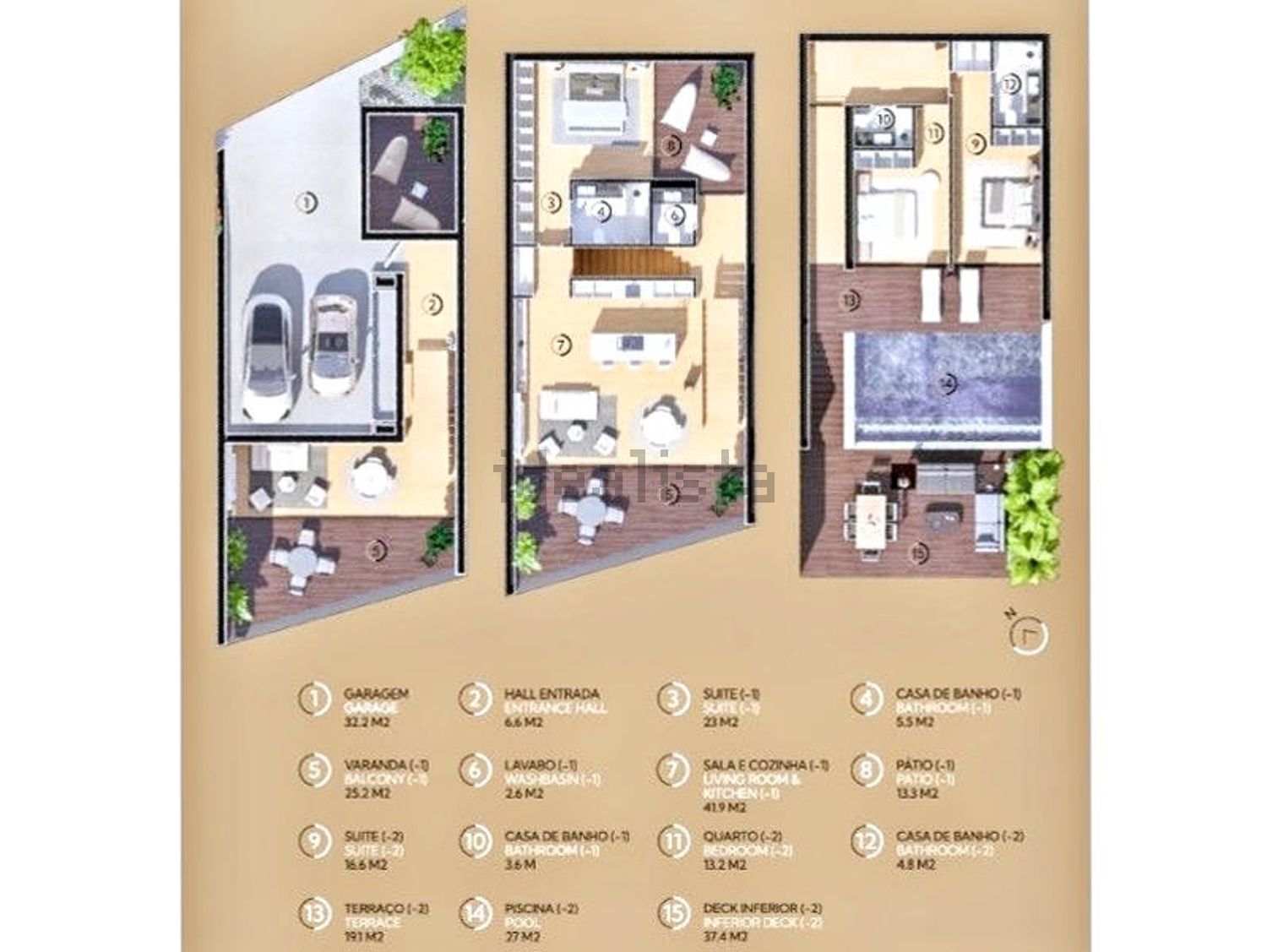 小楼房或独栋别墅出售在Rua da Bela Vista - 平面图
