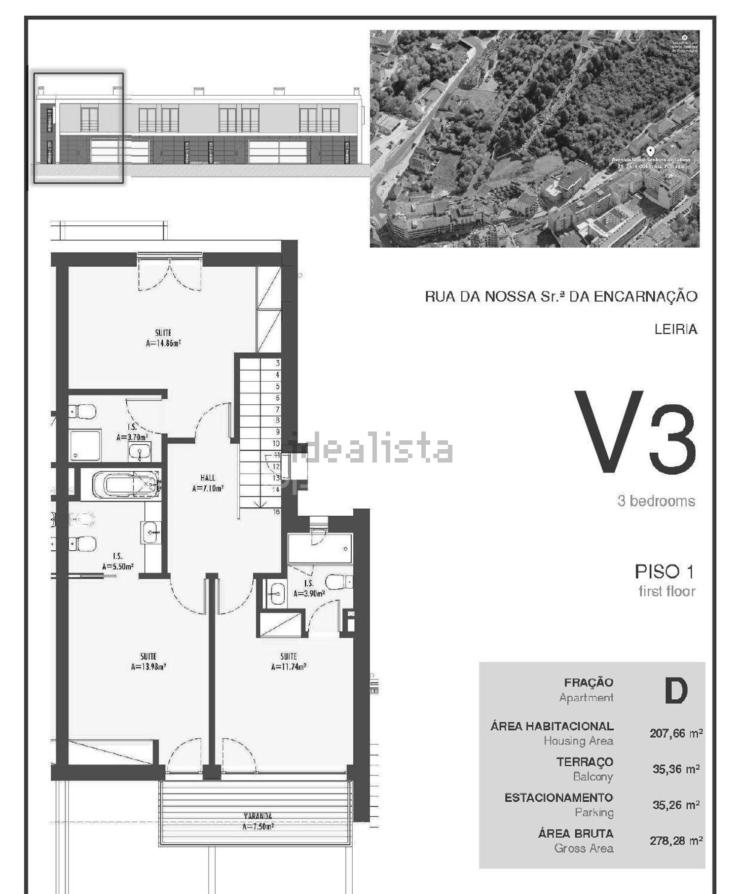公寓 t3出售在 Zona Nossa Senhora de Fátima - 平面图