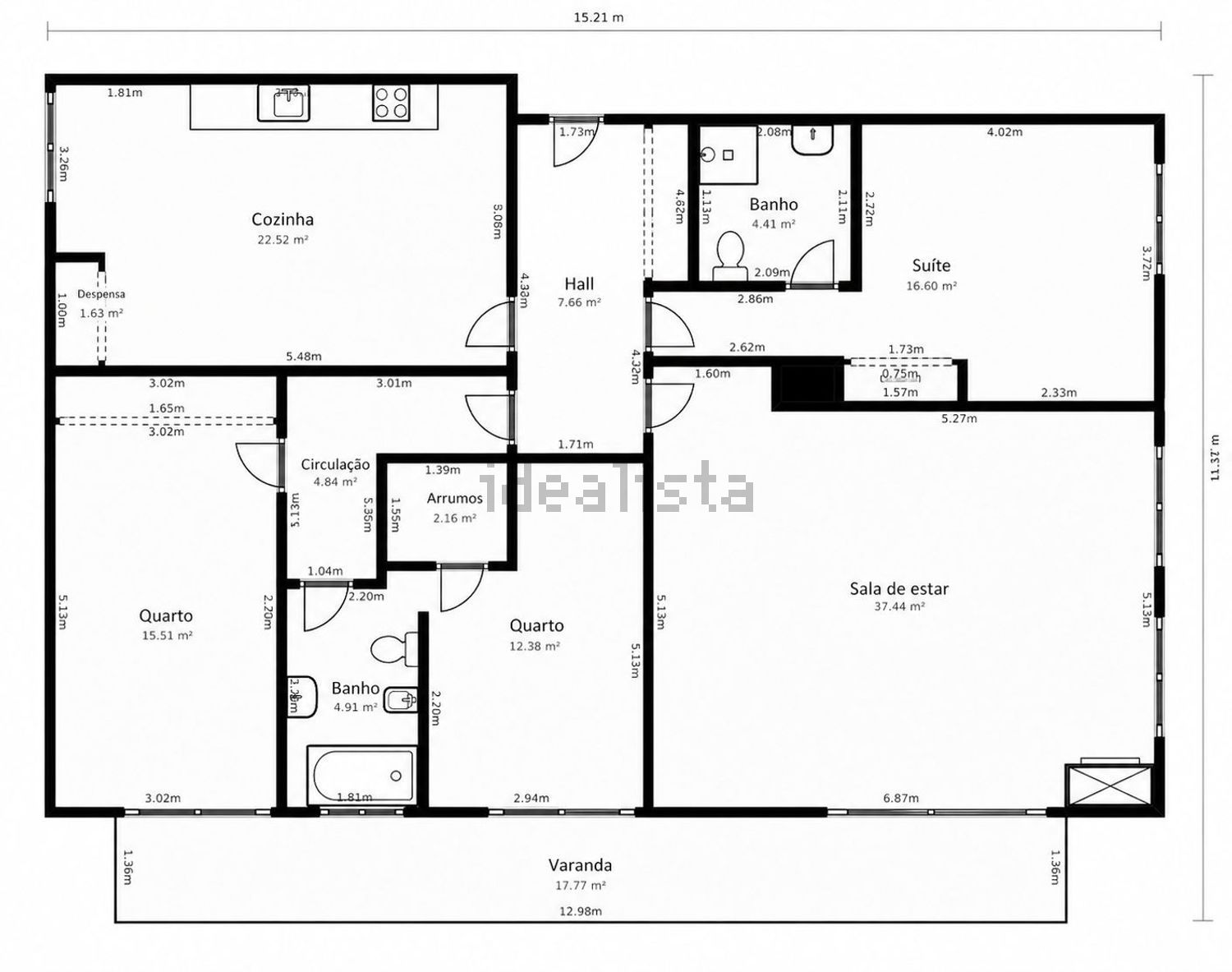 公寓 t3出售在Rua da Cova - 平面图