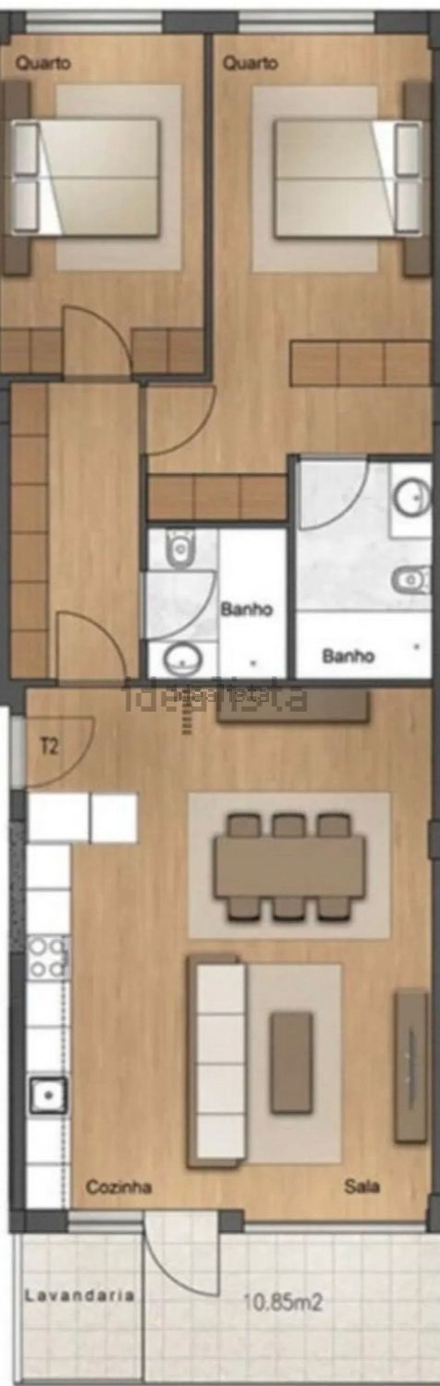 出租公寓 t2在Rua da Fonte do Grilo, 100 - 平面图