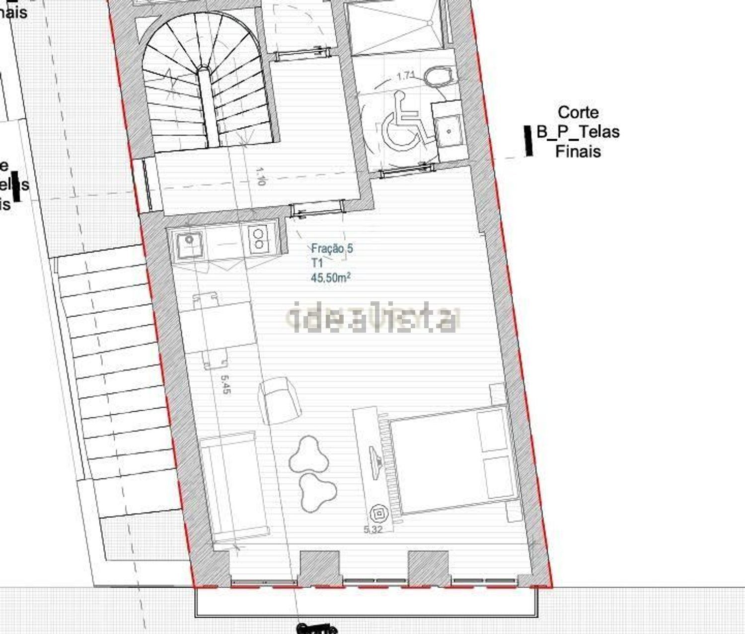 公寓 t1出售在Rua de São Victor, 156 - 平面图