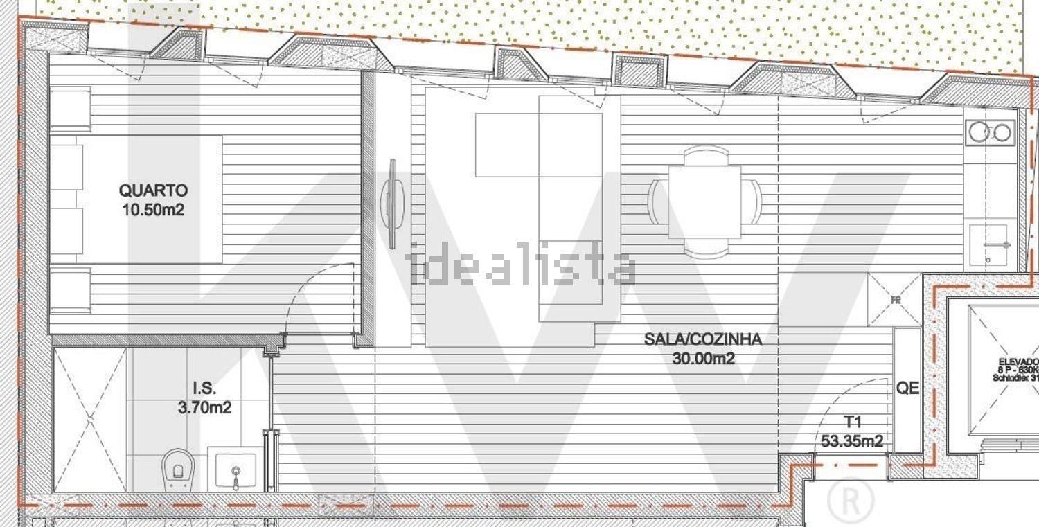 出租公寓 t1在Rua de Santos Pousada s/n - 平面图