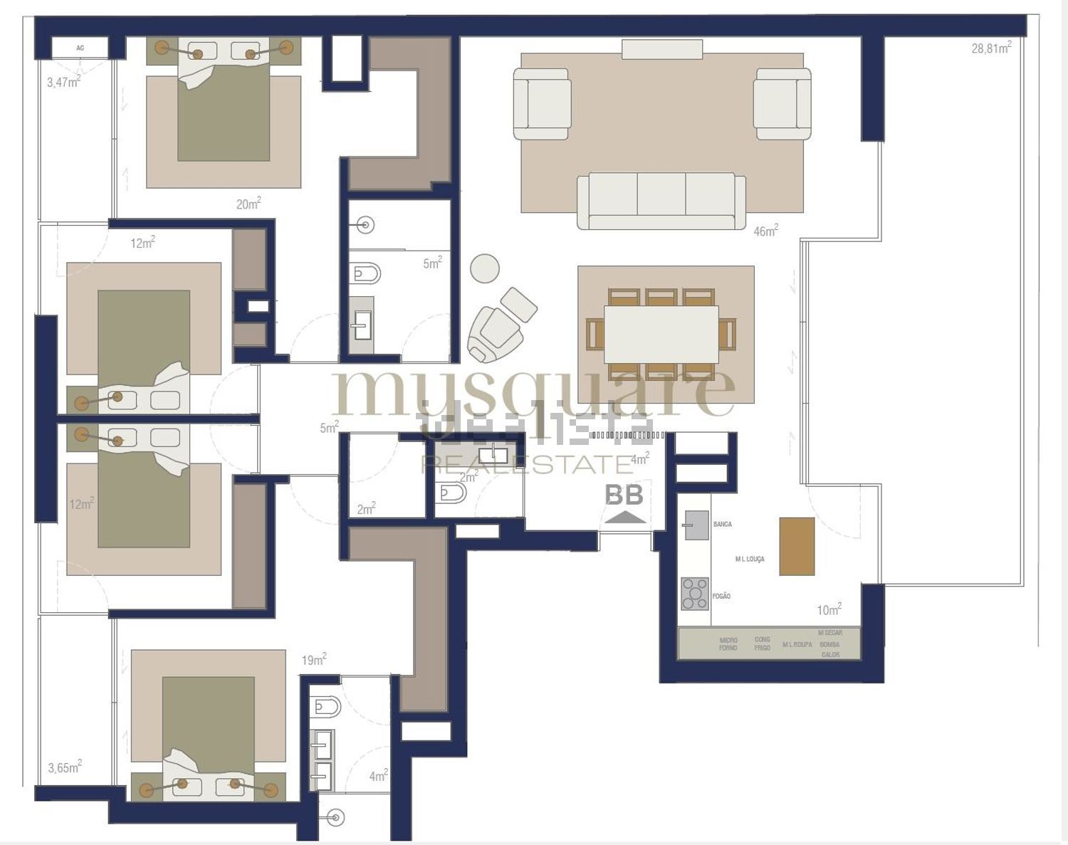 公寓 t4出售在 Zona Histórica de Matosinhos - 平面图